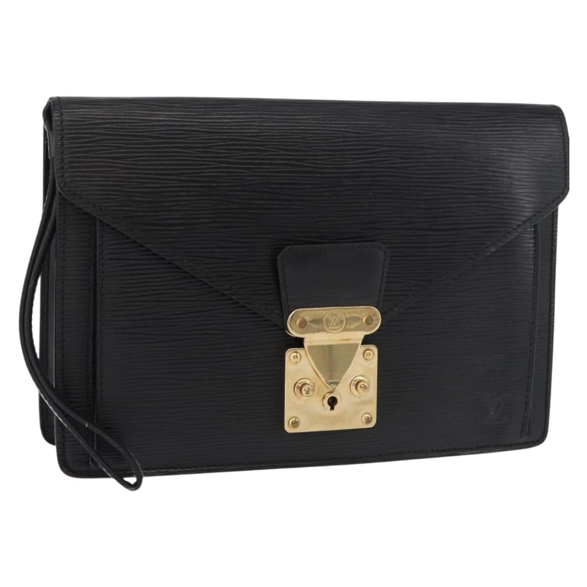 LOUIS VUITTON Epi Serie Dragonne Clutch Bag Black Noir M52612 LV Auth BA13129