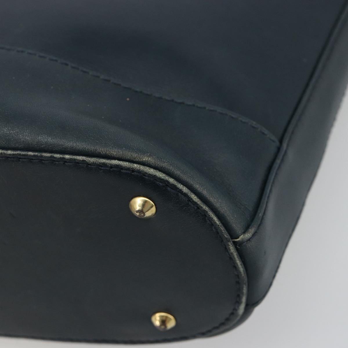 TIFFANY&Co. Chain Shoulder Bag Leather Navy Gold Auth BA13131