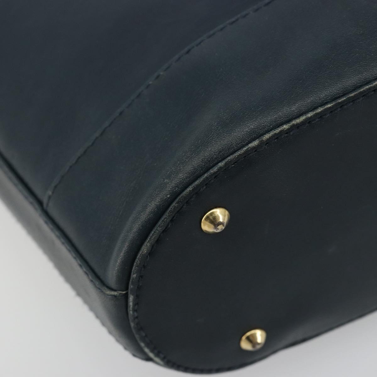TIFFANY&Co. Chain Shoulder Bag Leather Navy Gold Auth BA13131