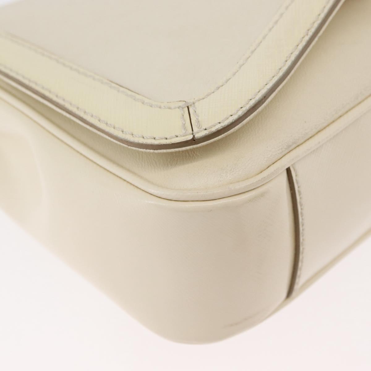 Salvatore Ferragamo Gancini Shoulder Bag Leather White Gold Auth BA13137