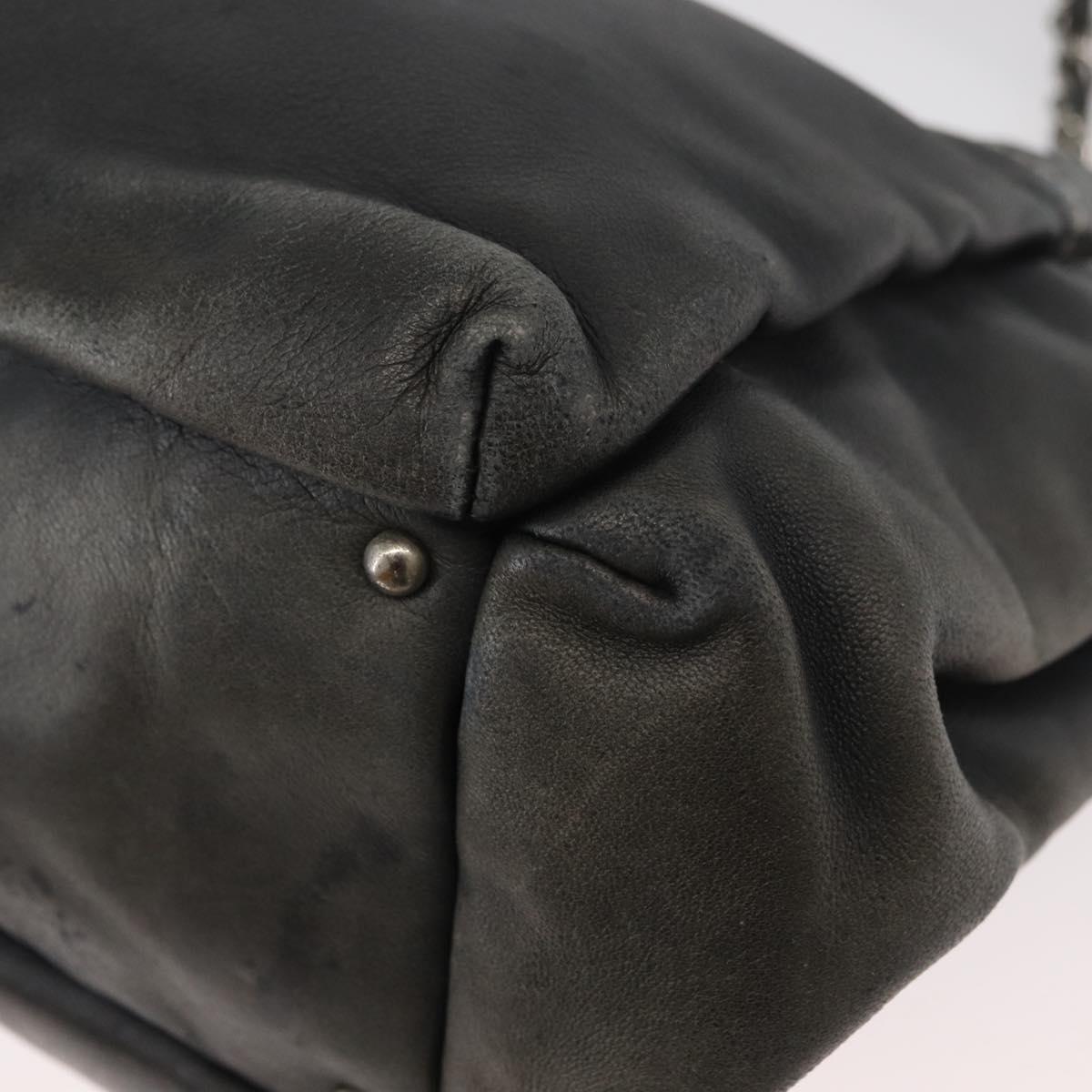 CHANEL Chain Shoulder Bag Lamb Skin Black CC Auth BA13139