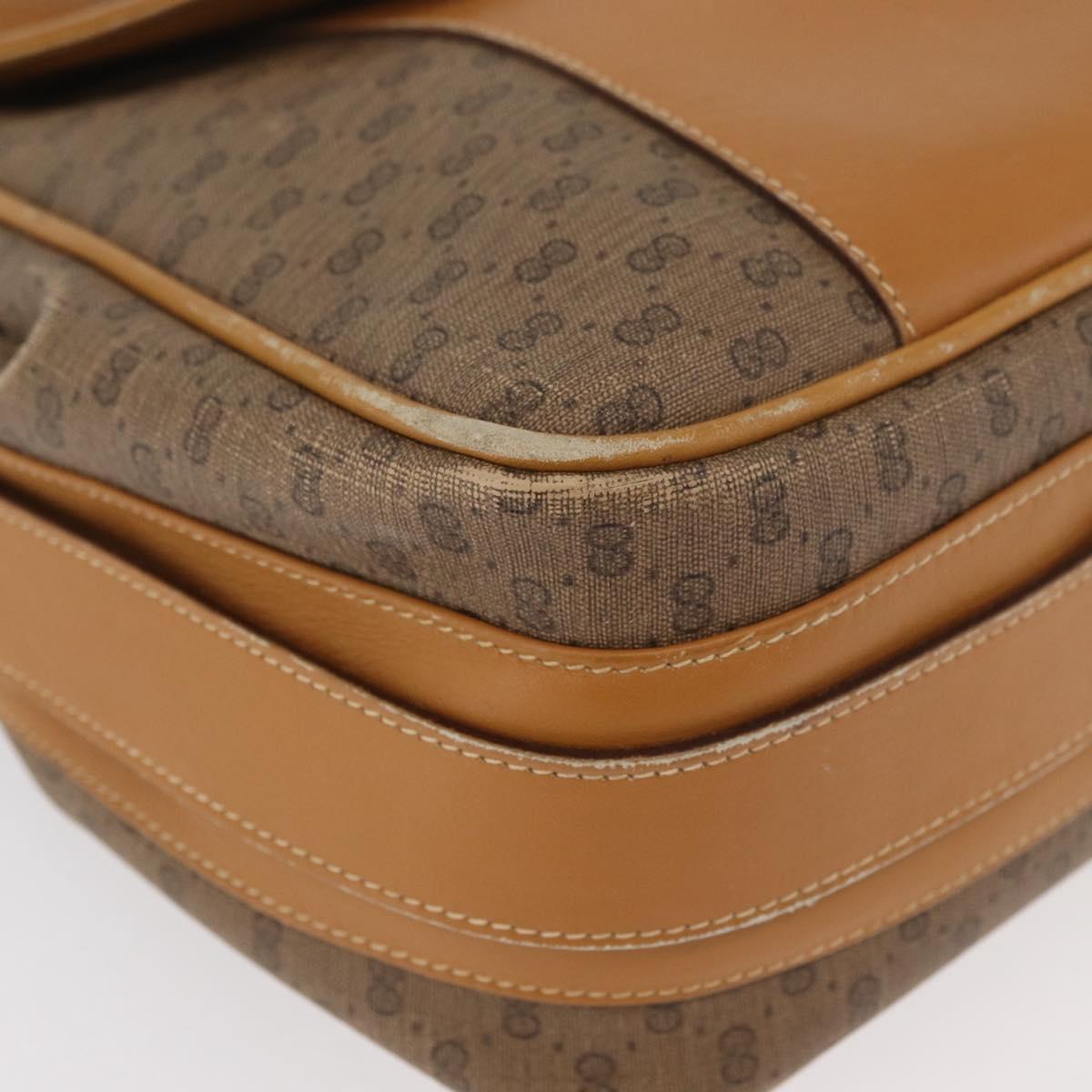 GUCCI Micro GG Supreme Shoulder Bag PVC Beige Gold Auth BA13145