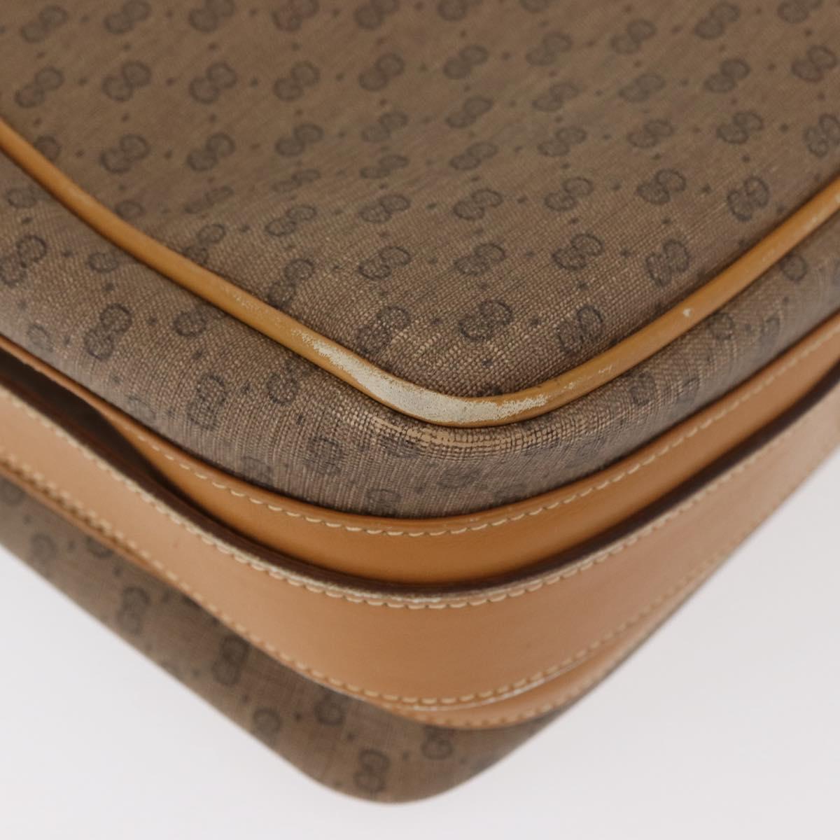 GUCCI Micro GG Supreme Shoulder Bag PVC Beige Gold Auth BA13145