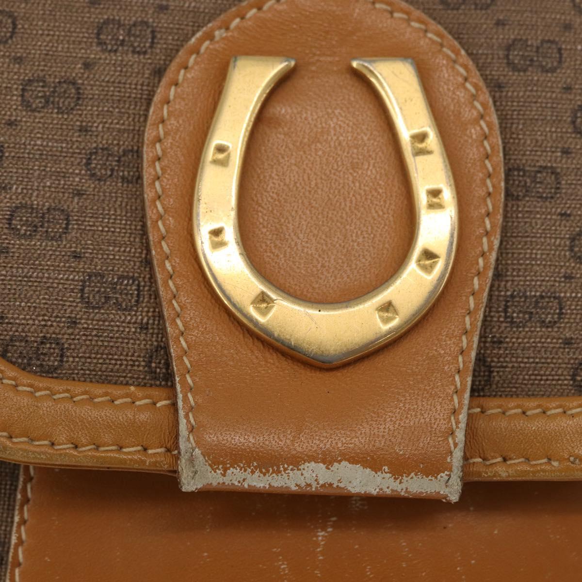 GUCCI Micro GG Supreme Shoulder Bag PVC Beige Gold Auth BA13145