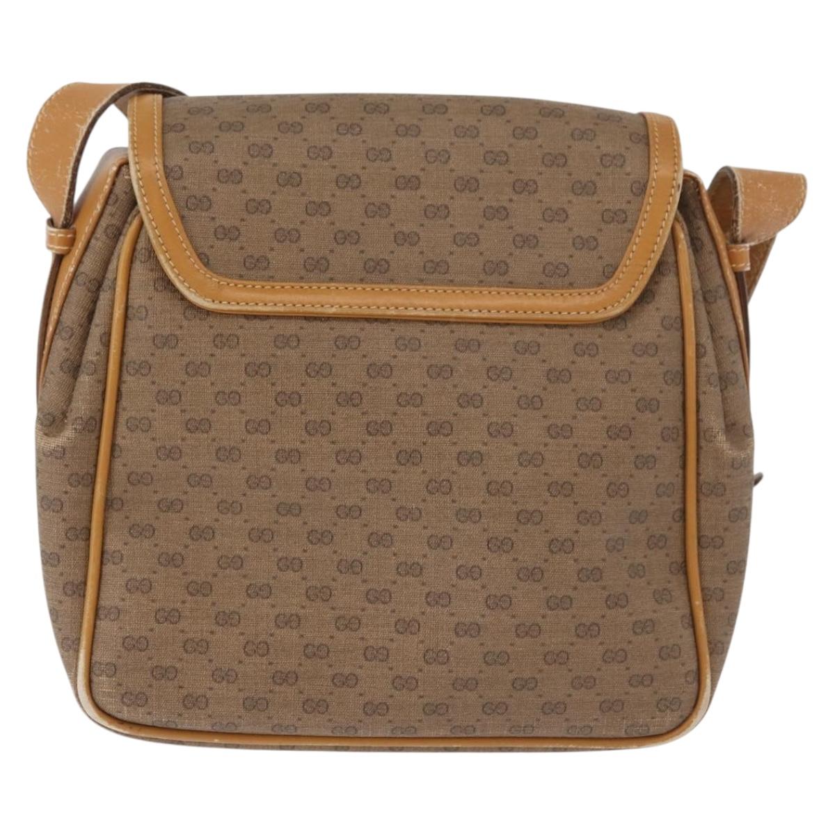 GUCCI Micro GG Supreme Shoulder Bag PVC Beige Gold Auth BA13145