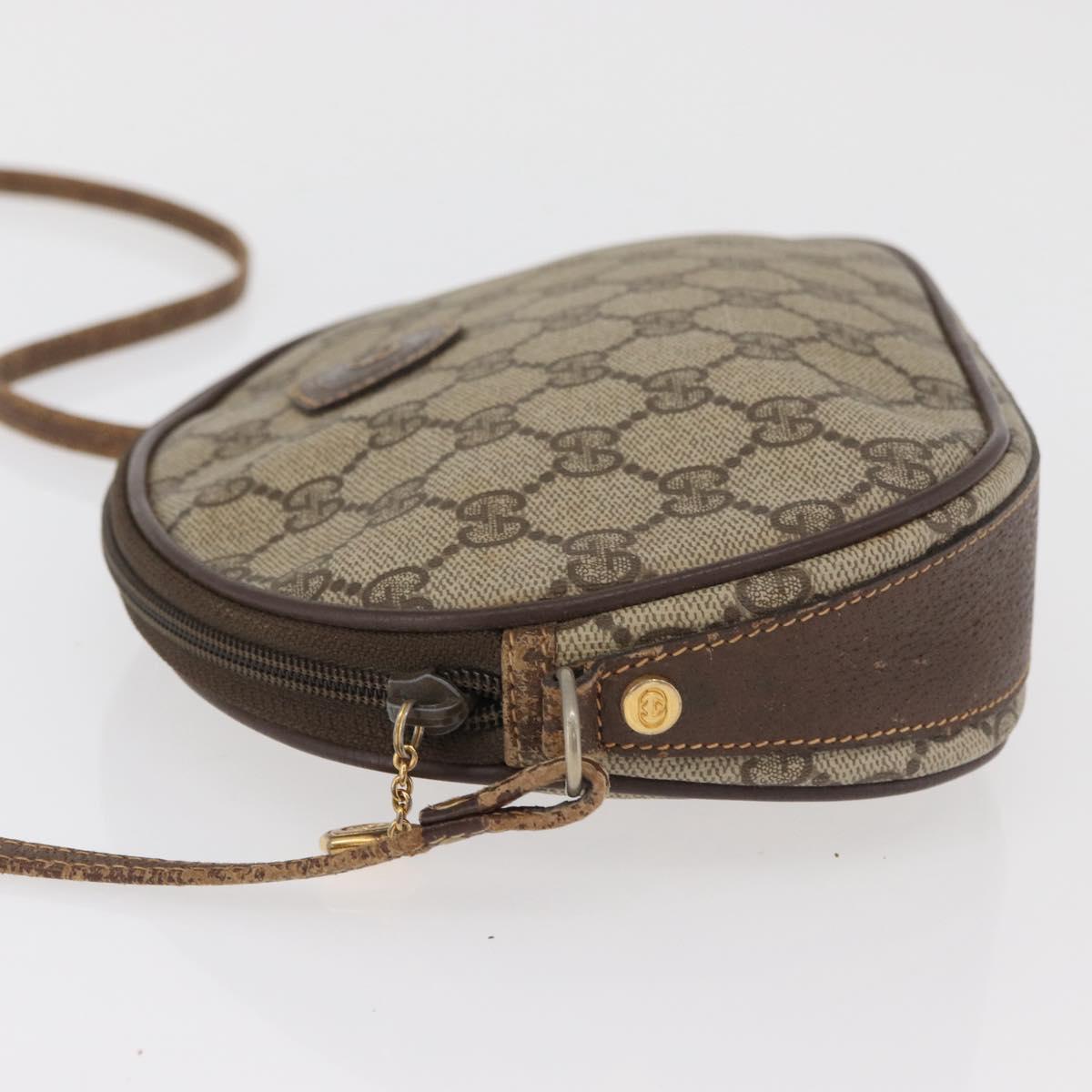 GUCCI GG Supreme Shoulder Bag PVC Beige Gold Auth BA13146