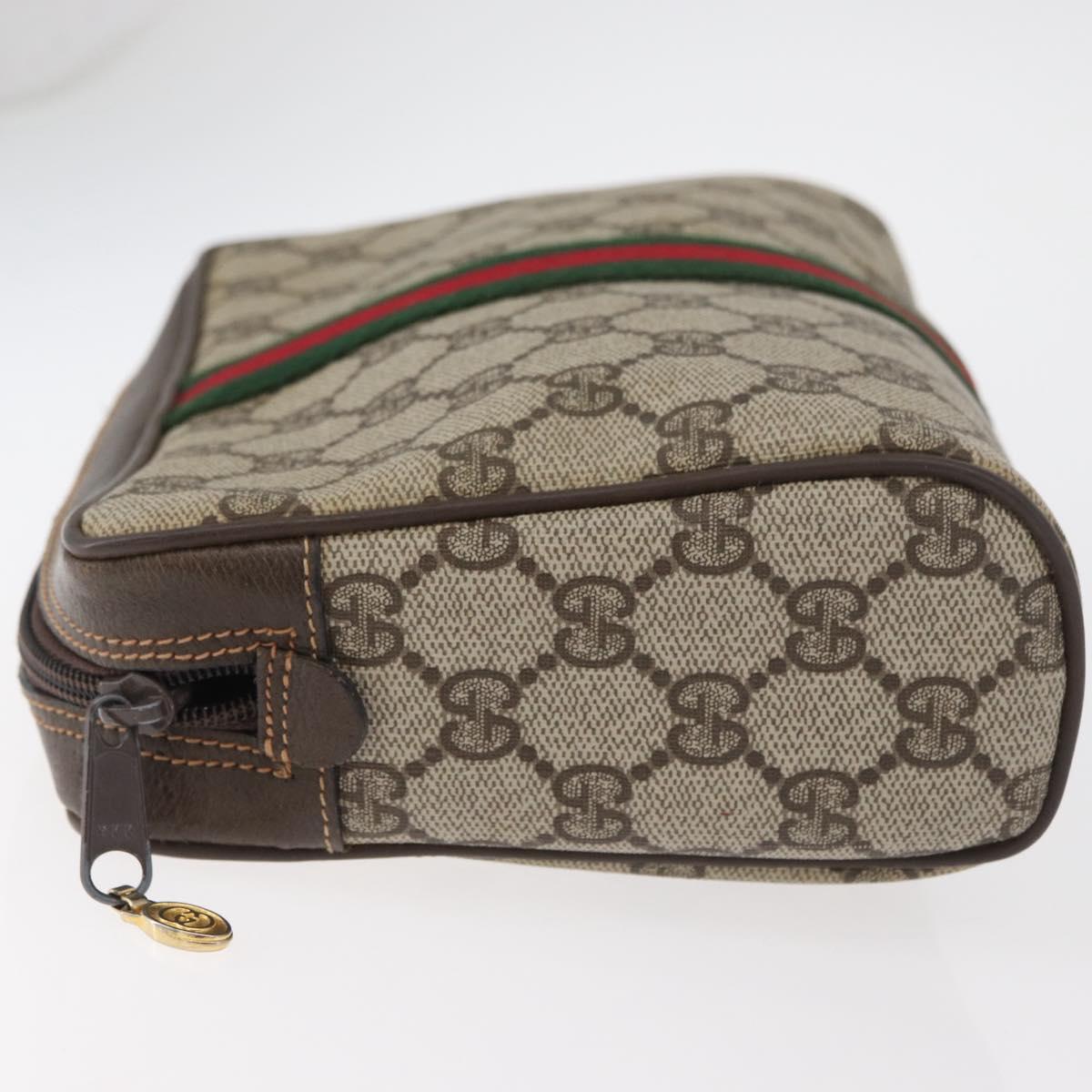 GUCCI GG Supreme Web Sherry Line Bag PVC Beige Red 32 014 3553 Auth BA13149