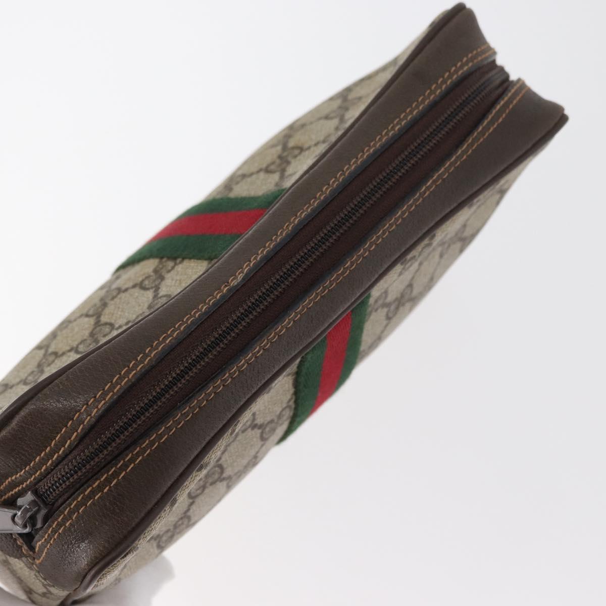 GUCCI GG Supreme Web Sherry Line Bag PVC Beige Red 32 014 3553 Auth BA13149