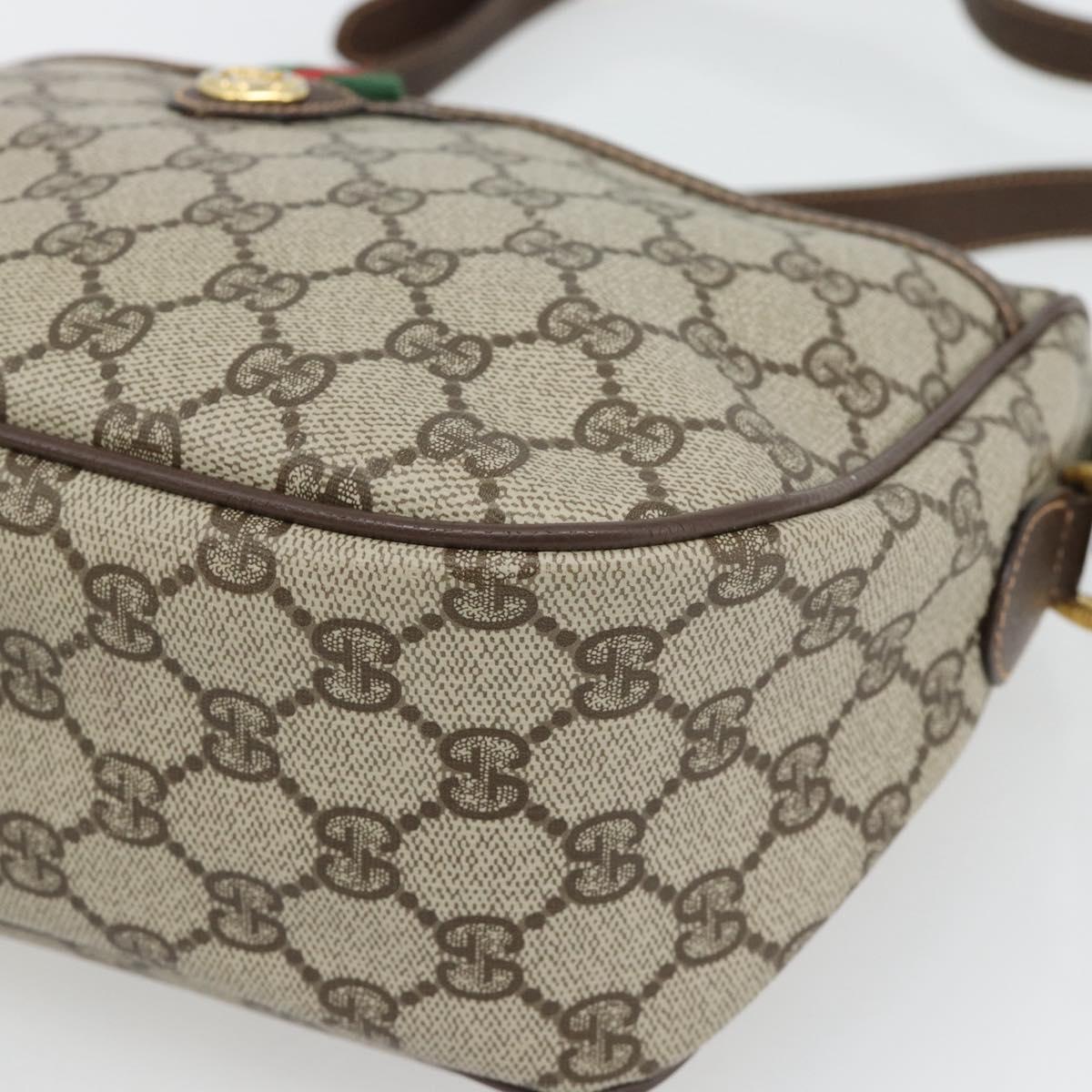 GUCCI GG Supreme Web Sherry Line Bag PVC Beige Gold 89 02 077 Auth BA13151