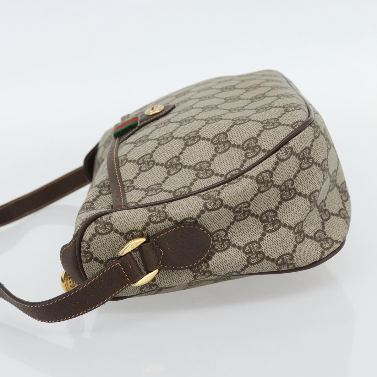 GUCCI GG Supreme Web Sherry Line Bag PVC Beige Gold 89 02 077 Auth BA13151