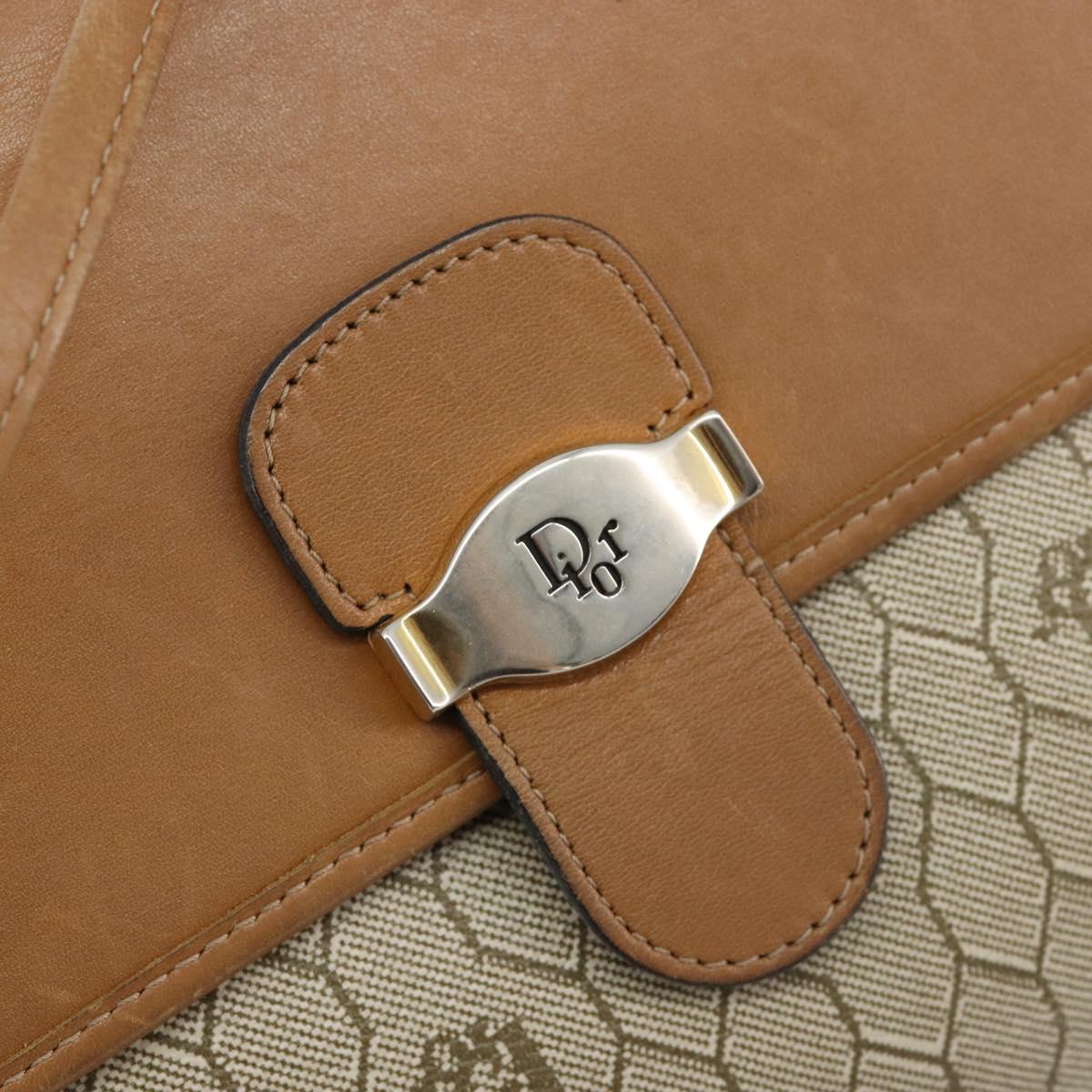 Christian Dior Honeycomb Canvas Shoulder Bag PVC Beige Gold Auth BA13152