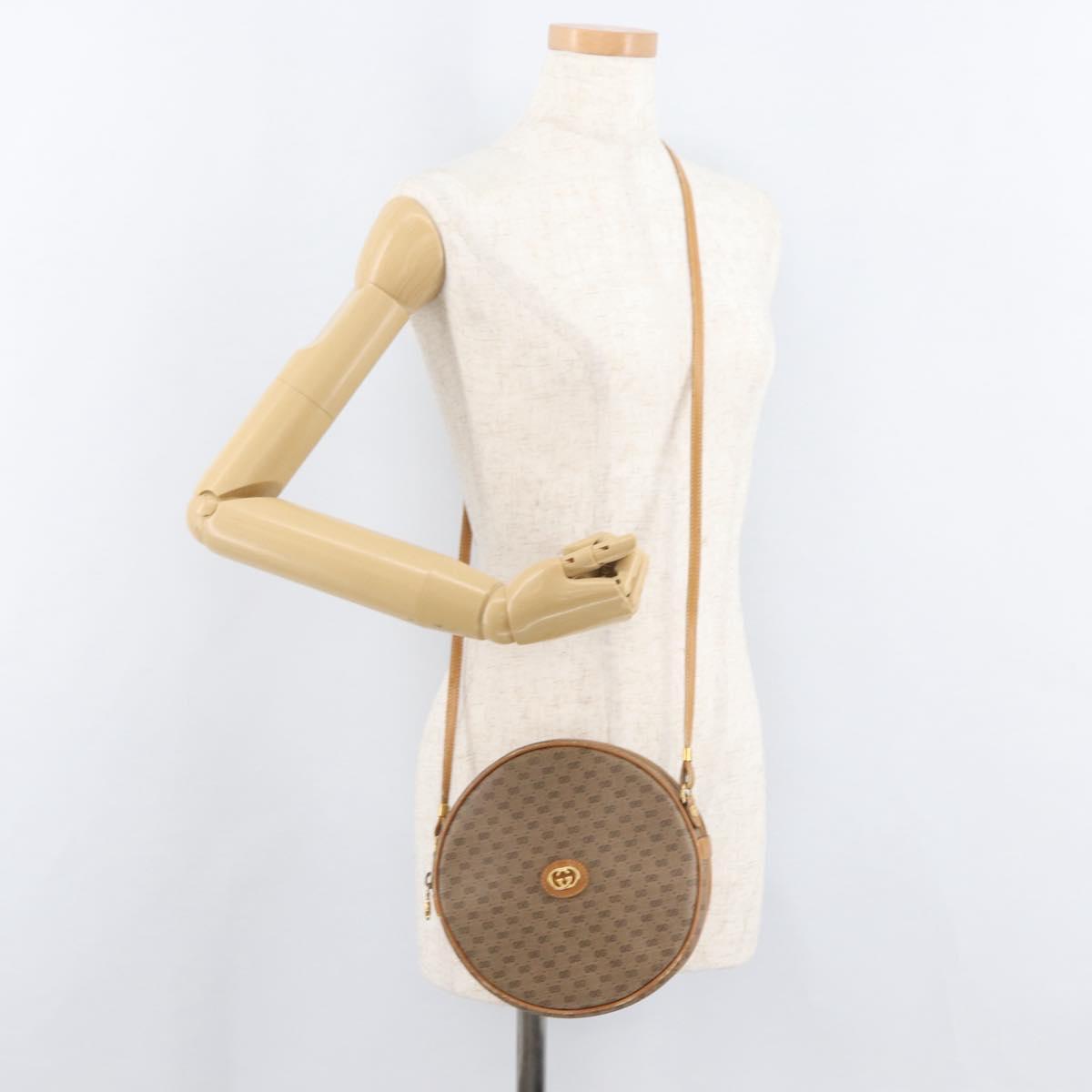 GUCCI Micro GG Supreme Shoulder Bag PVC Beige Gold Auth BA13154
