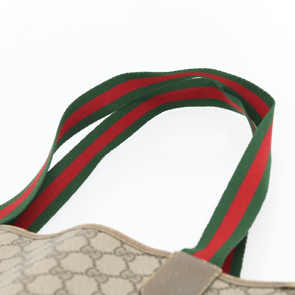 GUCCI GG Supreme Web Sherry Line Tote Bag PVC Beige 39 02 003 Auth BA13156