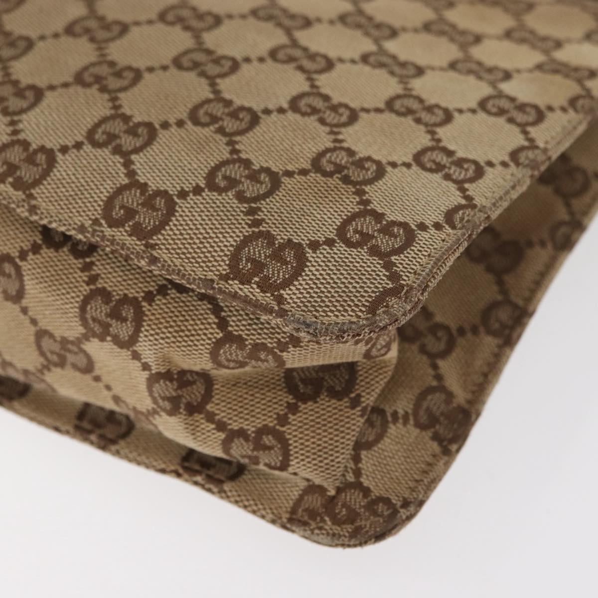 GUCCI GG Canvas Shoulder Bag Beige Silver 120841 Auth BA13157