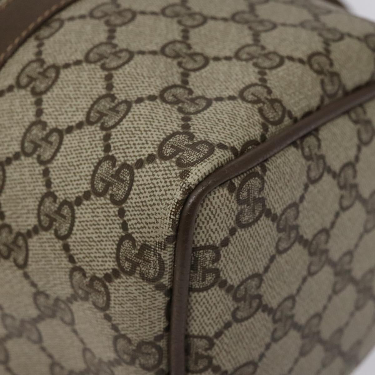GUCCI GG Supreme Web Sherry Line Hand Bag PVC Leather Beige Auth BA1316