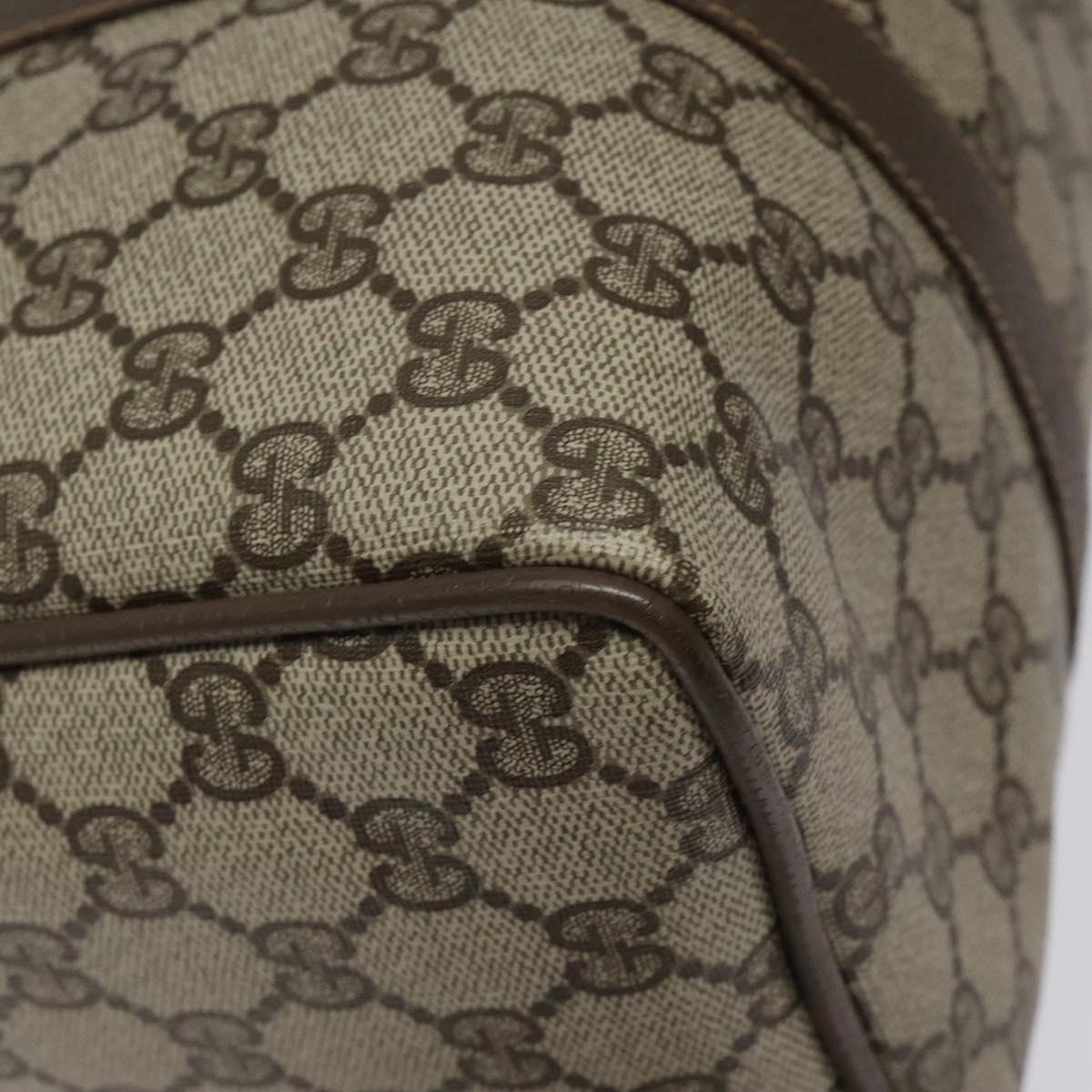 GUCCI GG Supreme Web Sherry Line Hand Bag PVC Leather Beige Auth BA1316