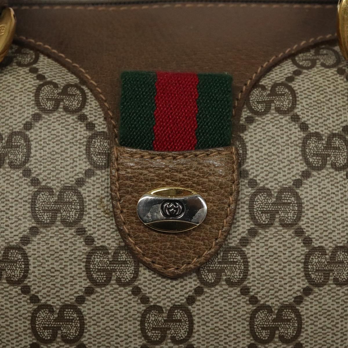 GUCCI GG Supreme Web Sherry Line Hand Bag PVC Leather Beige Auth BA1316