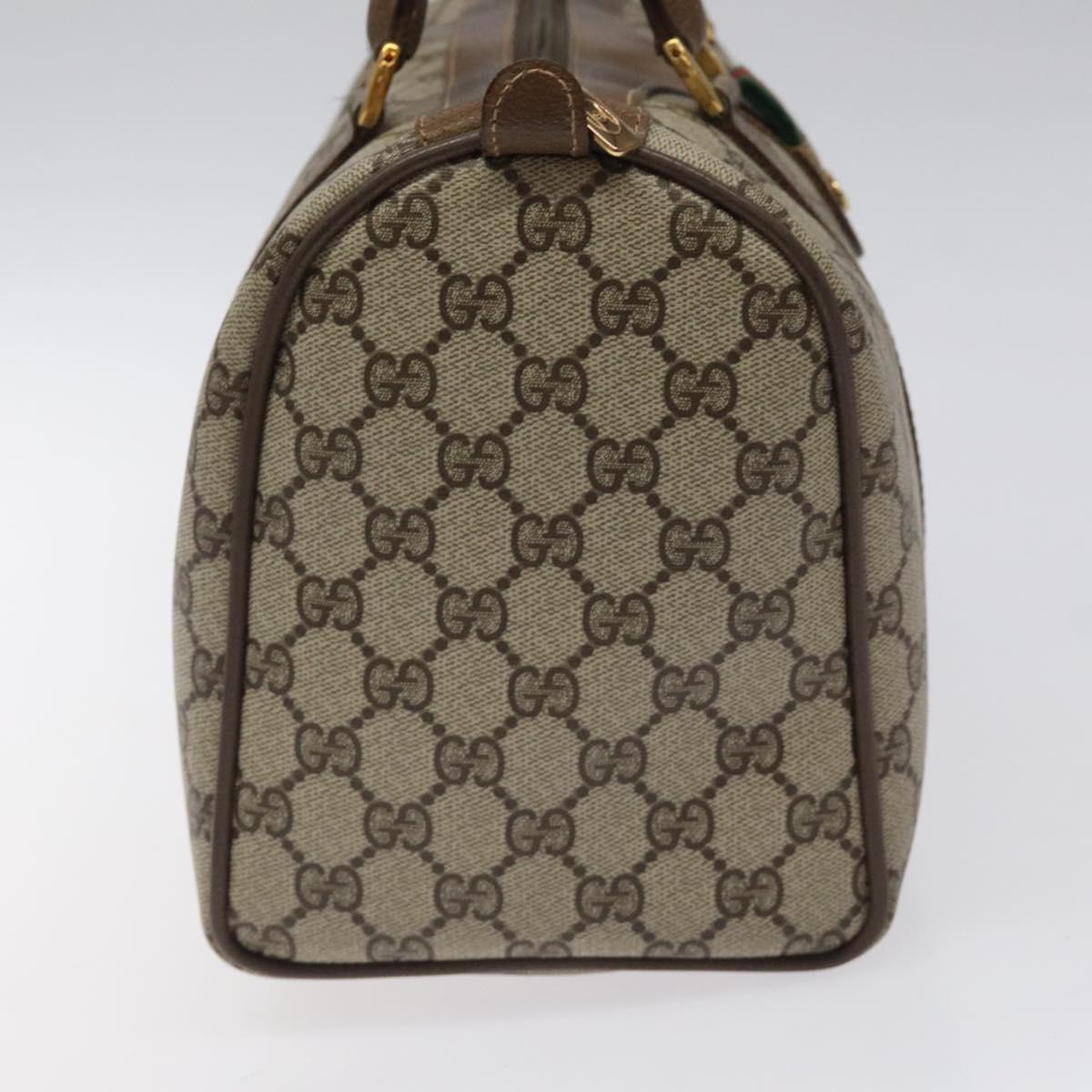 GUCCI GG Supreme Web Sherry Line Hand Bag PVC Leather Beige Auth BA1316