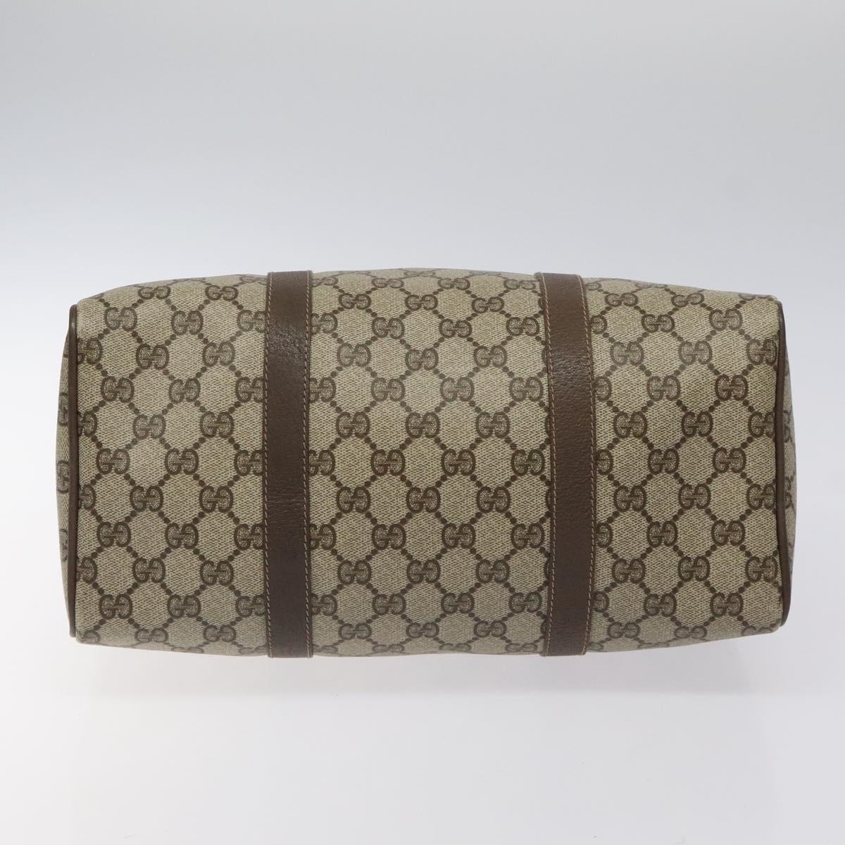 GUCCI GG Supreme Web Sherry Line Hand Bag PVC Leather Beige Auth BA1316
