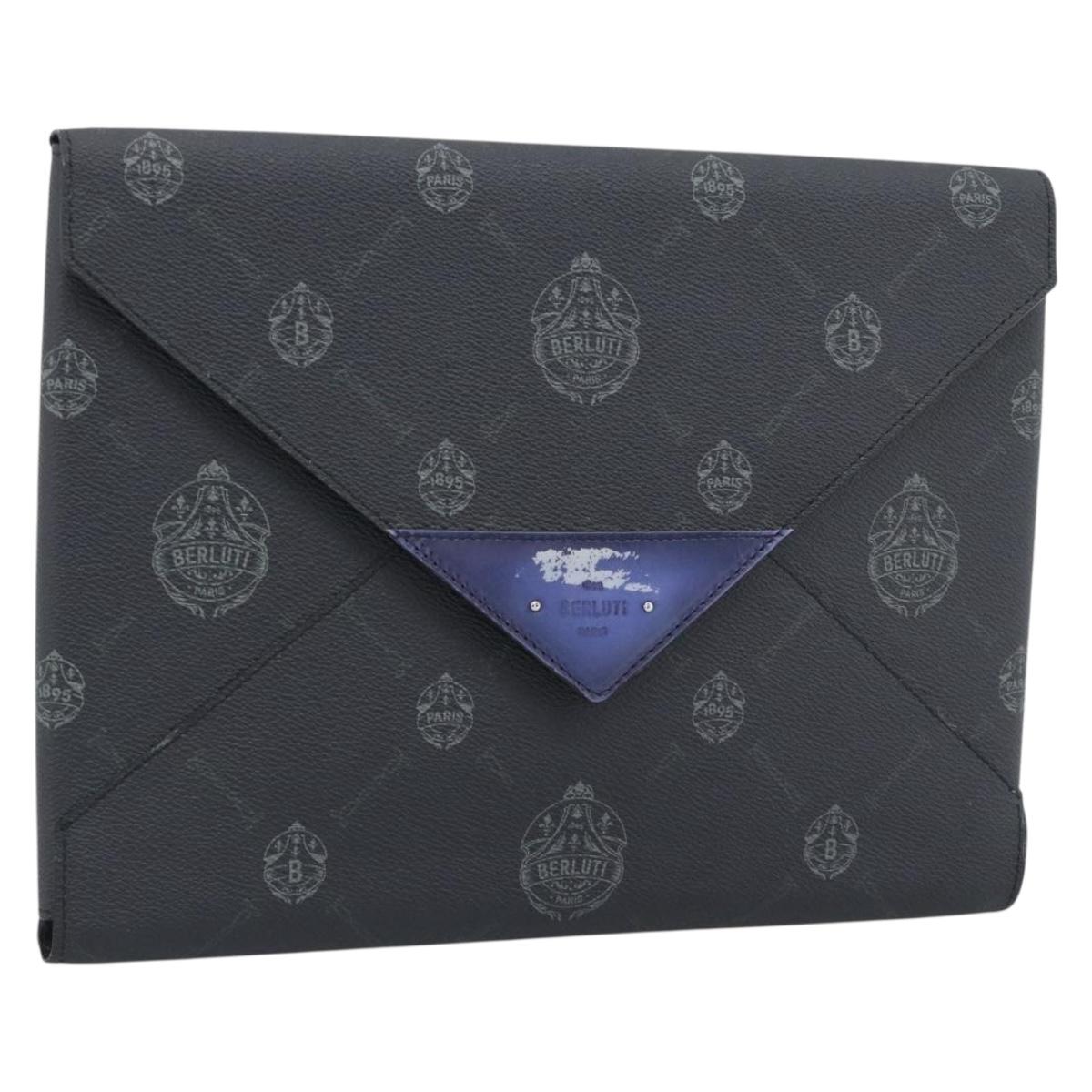 Berluti Clutch Bag PVC Black Silver Auth BA13162