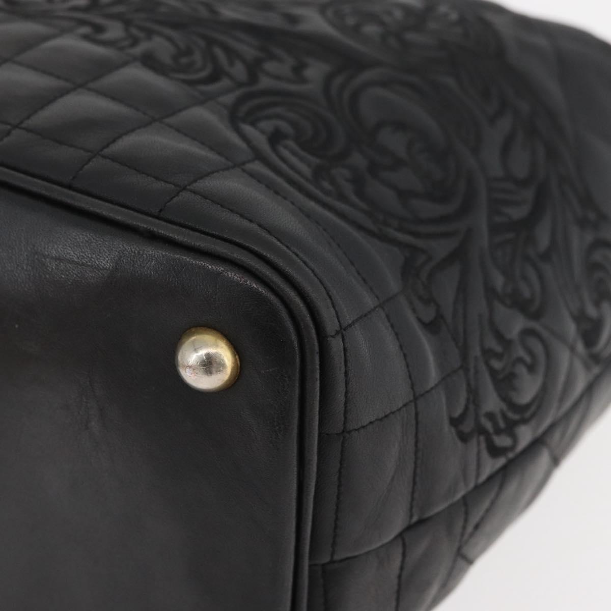 Gianni Versace Hand Bag Leather Black Gold Auth BA13163