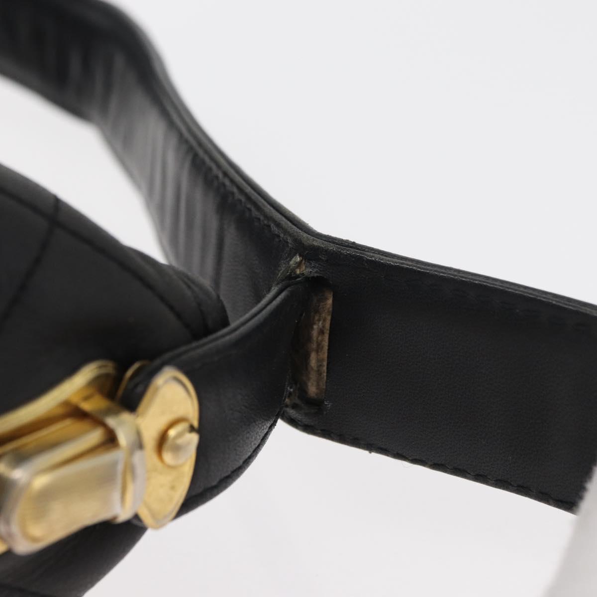 Gianni Versace Hand Bag Leather Black Gold Auth BA13163