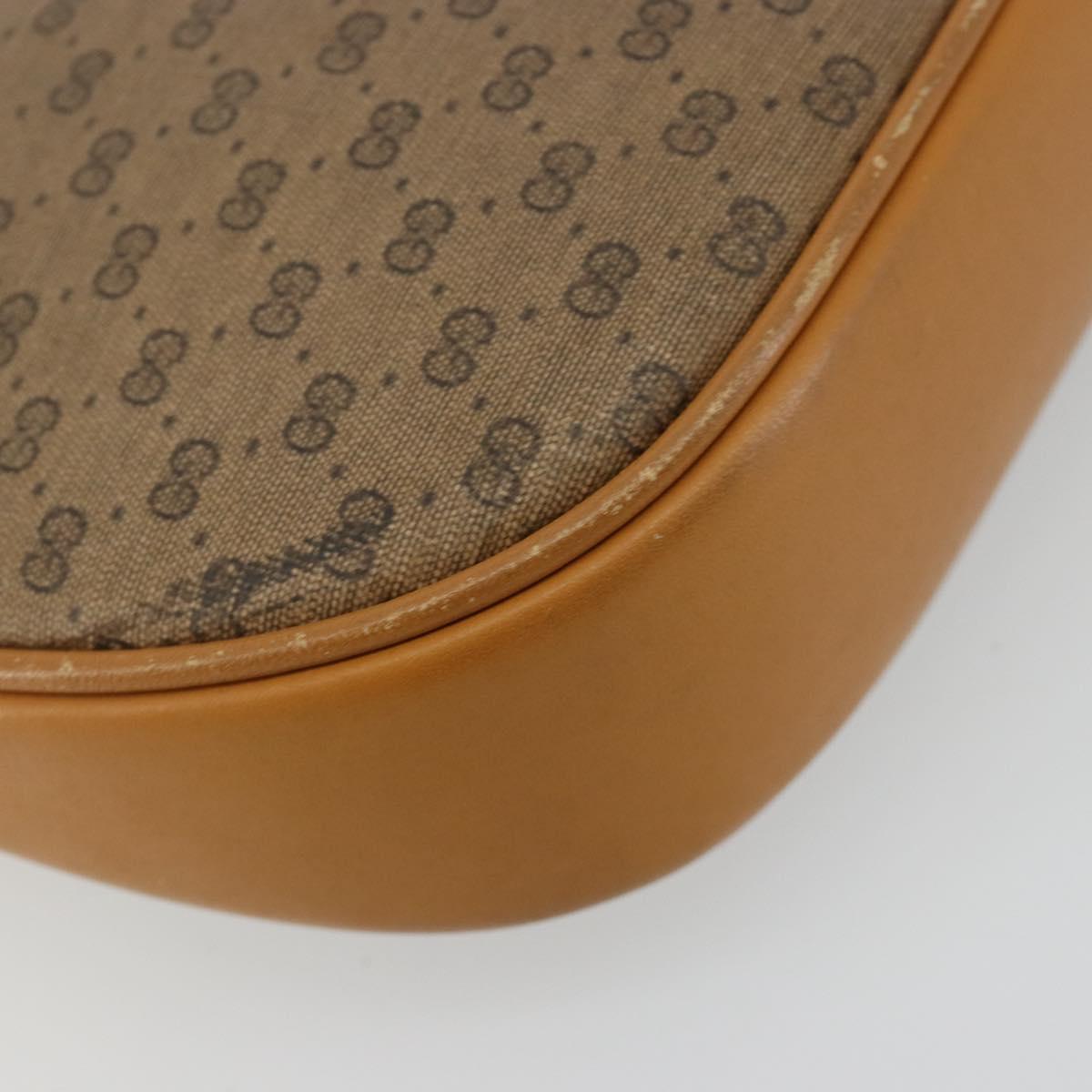 GUCCI Micro GG Supreme Shoulder Bag PVC Beige Gold Auth BA13164