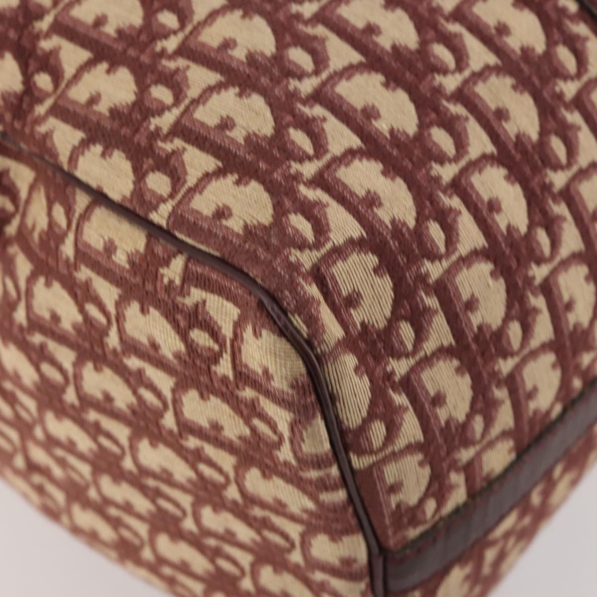 Christian Dior Trotter Canvas Boston Bag Red Gold Auth BA13165