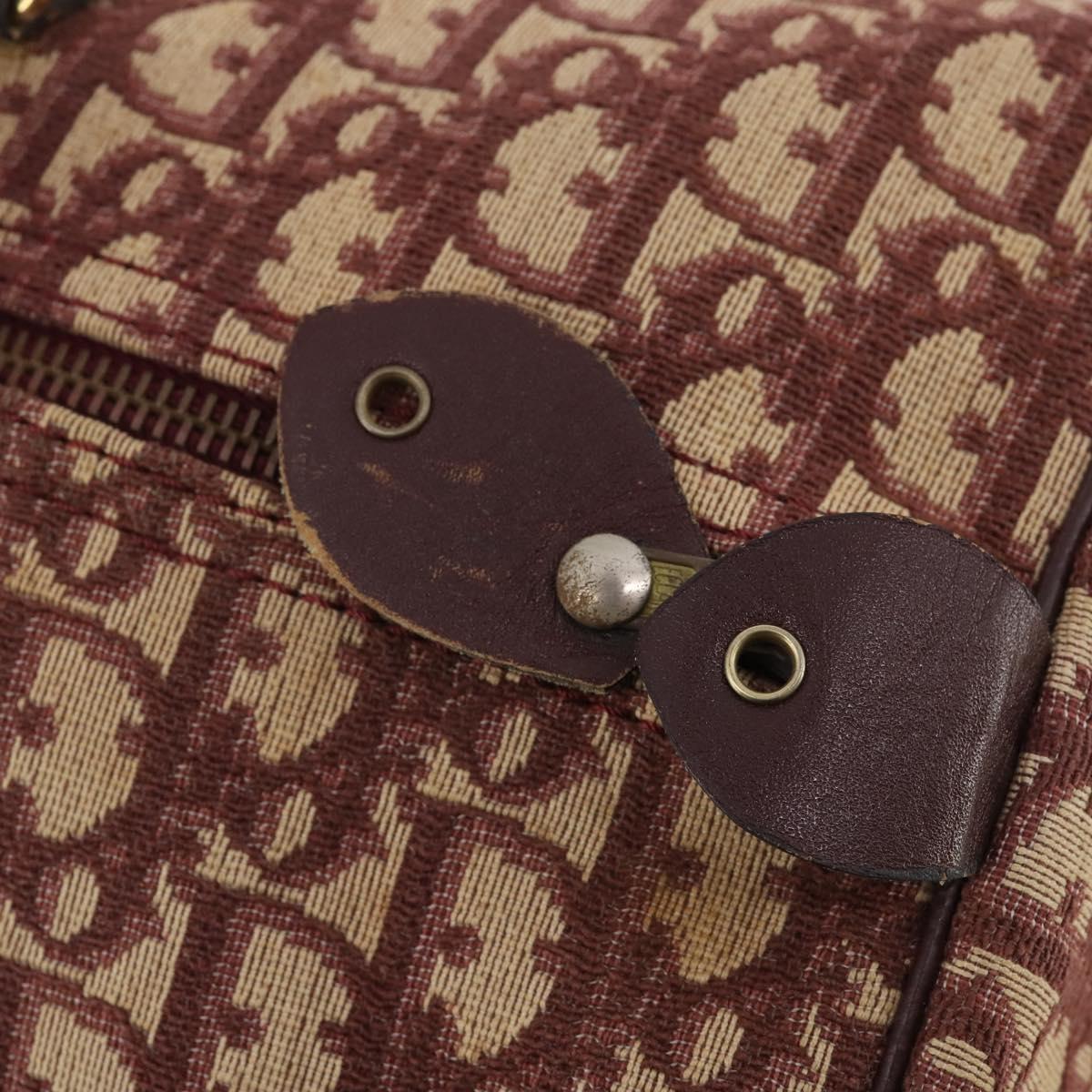 Christian Dior Trotter Canvas Boston Bag Red Gold Auth BA13165