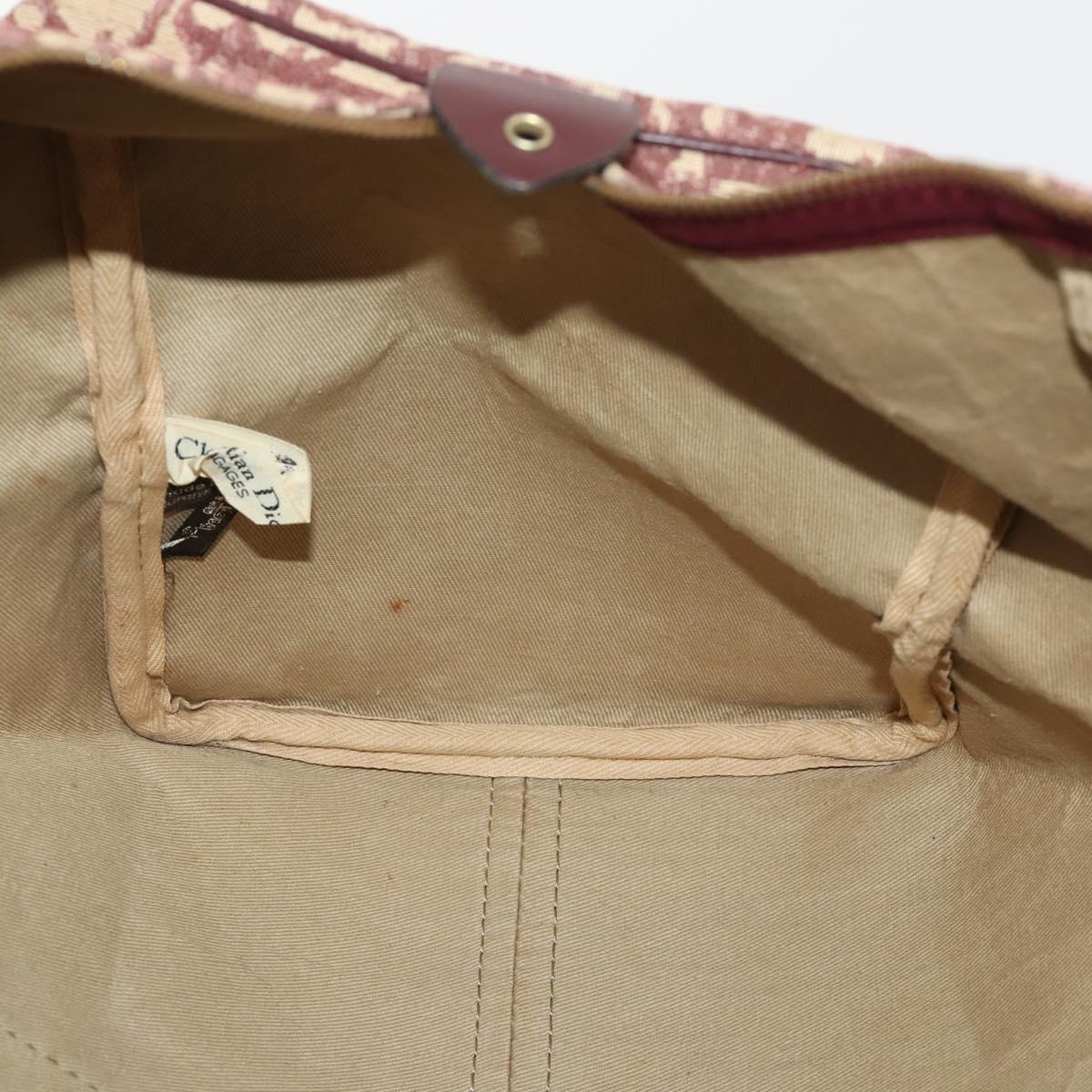 Christian Dior Trotter Canvas Boston Bag Red Gold Auth BA13165