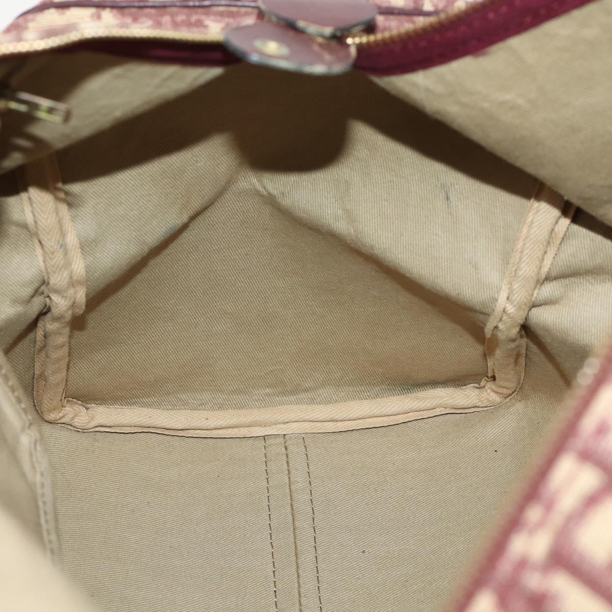 Christian Dior Trotter Canvas Boston Bag Red Gold Auth BA13165