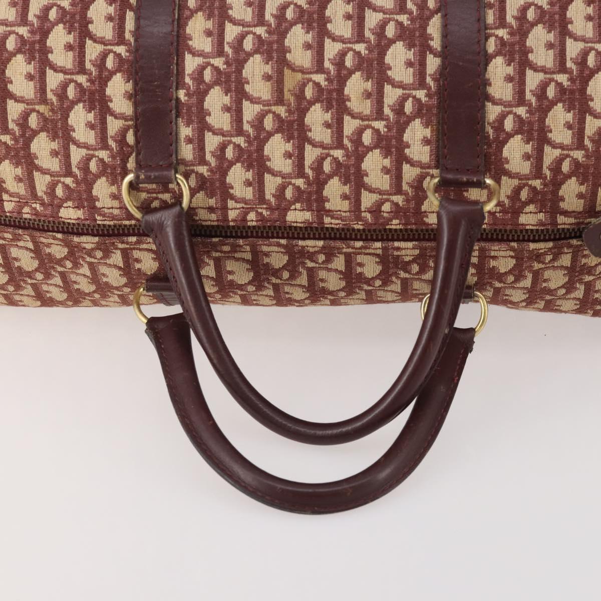 Christian Dior Trotter Canvas Boston Bag Red Gold Auth BA13165