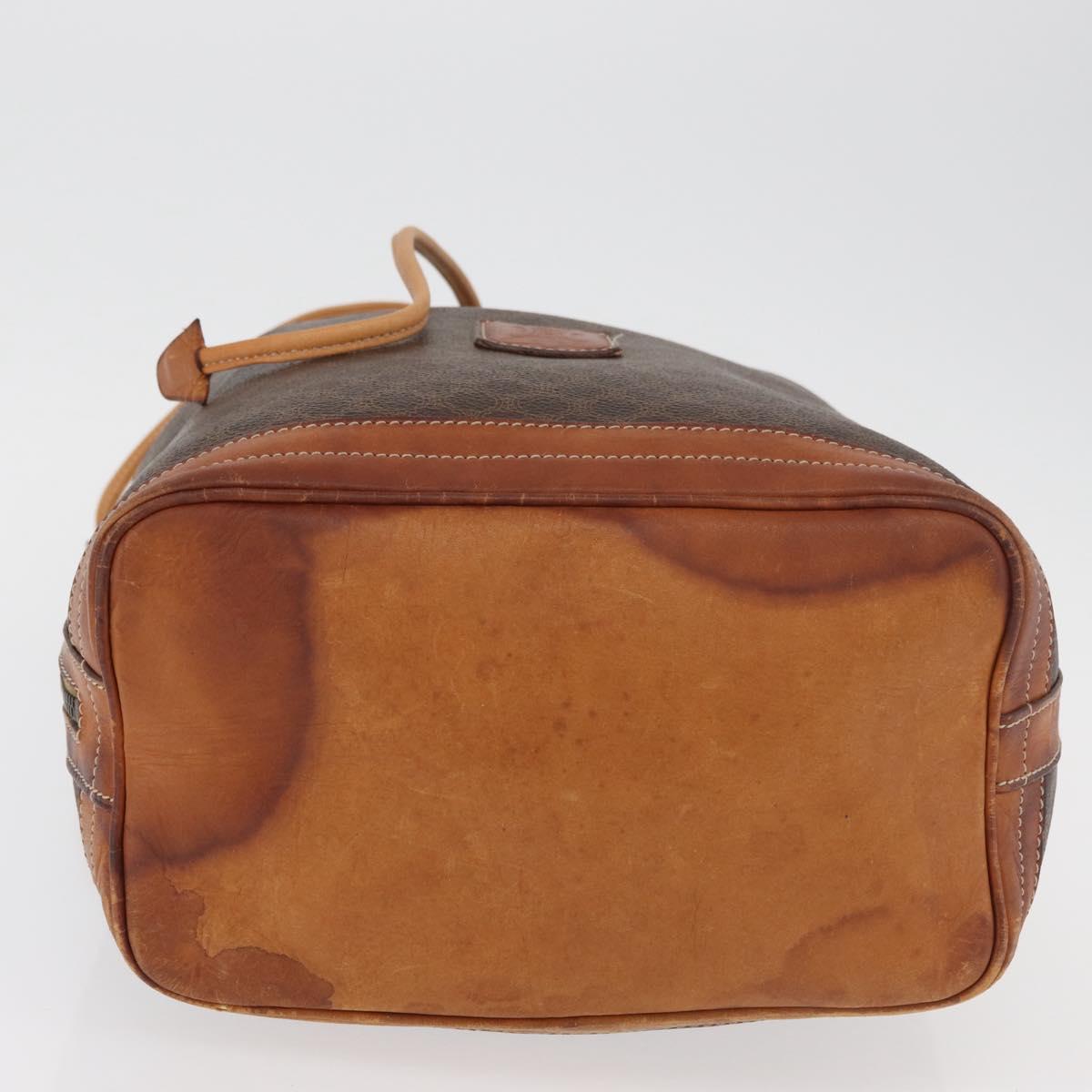 CELINE Macadam Canvas Purse Shoulder Bag PVC Leather Brown Gold Auth BA13166
