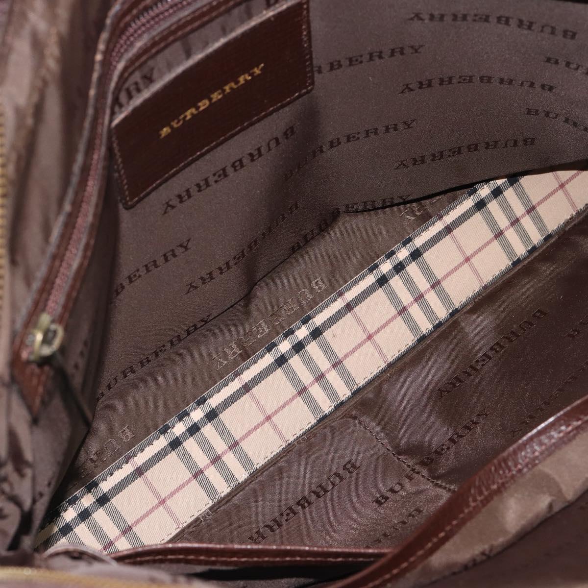 BURBERRY Hand Bag Leather 2way Brown Gold Auth BA13168
