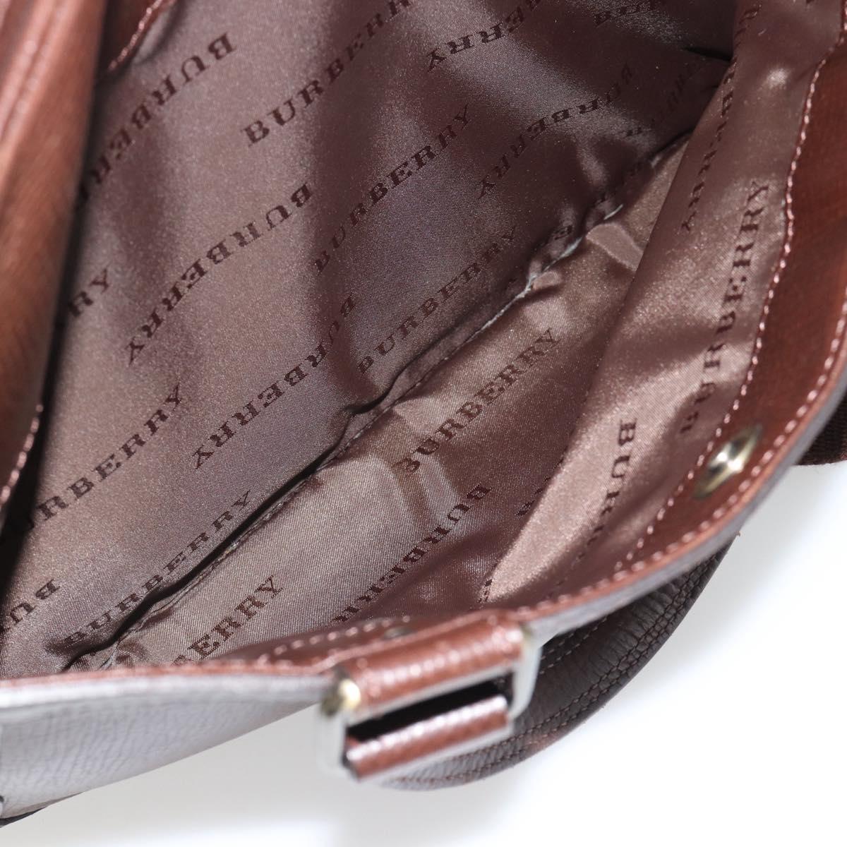 BURBERRY Hand Bag Leather 2way Brown Gold Auth BA13168