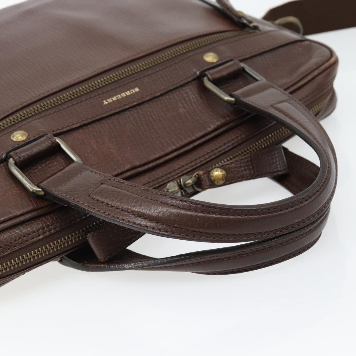 BURBERRY Hand Bag Leather 2way Brown Gold Auth BA13168