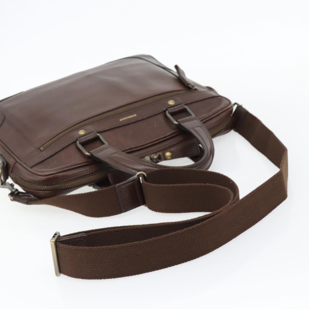 BURBERRY Hand Bag Leather 2way Brown Gold Auth BA13168