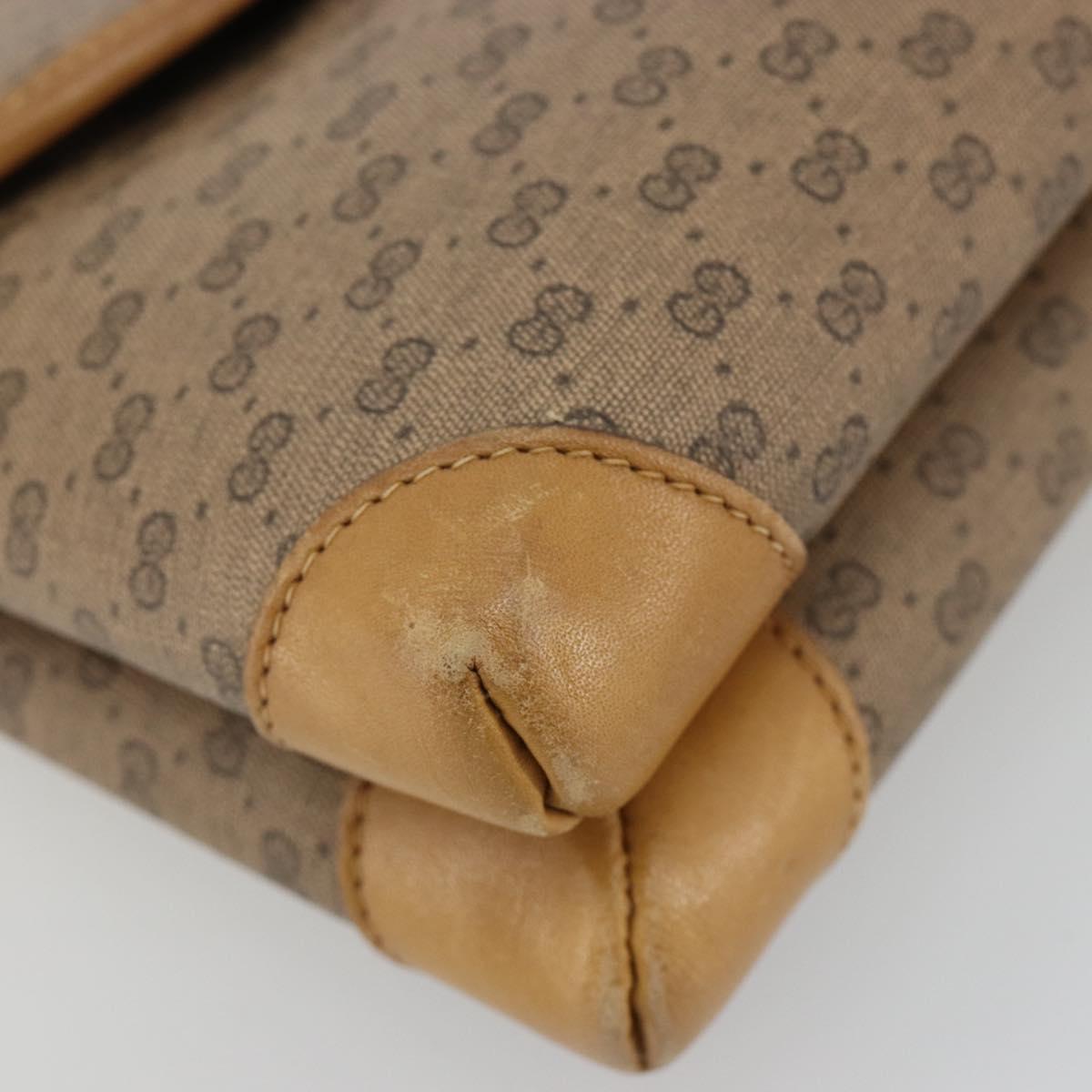 GUCCI Micro GG Supreme Shoulder Bag PVC Beige Gold Auth BA13169
