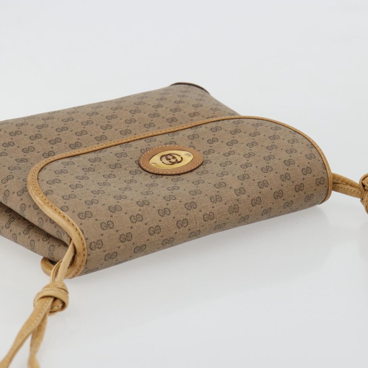 GUCCI Micro GG Supreme Shoulder Bag PVC Beige Gold Auth BA13169