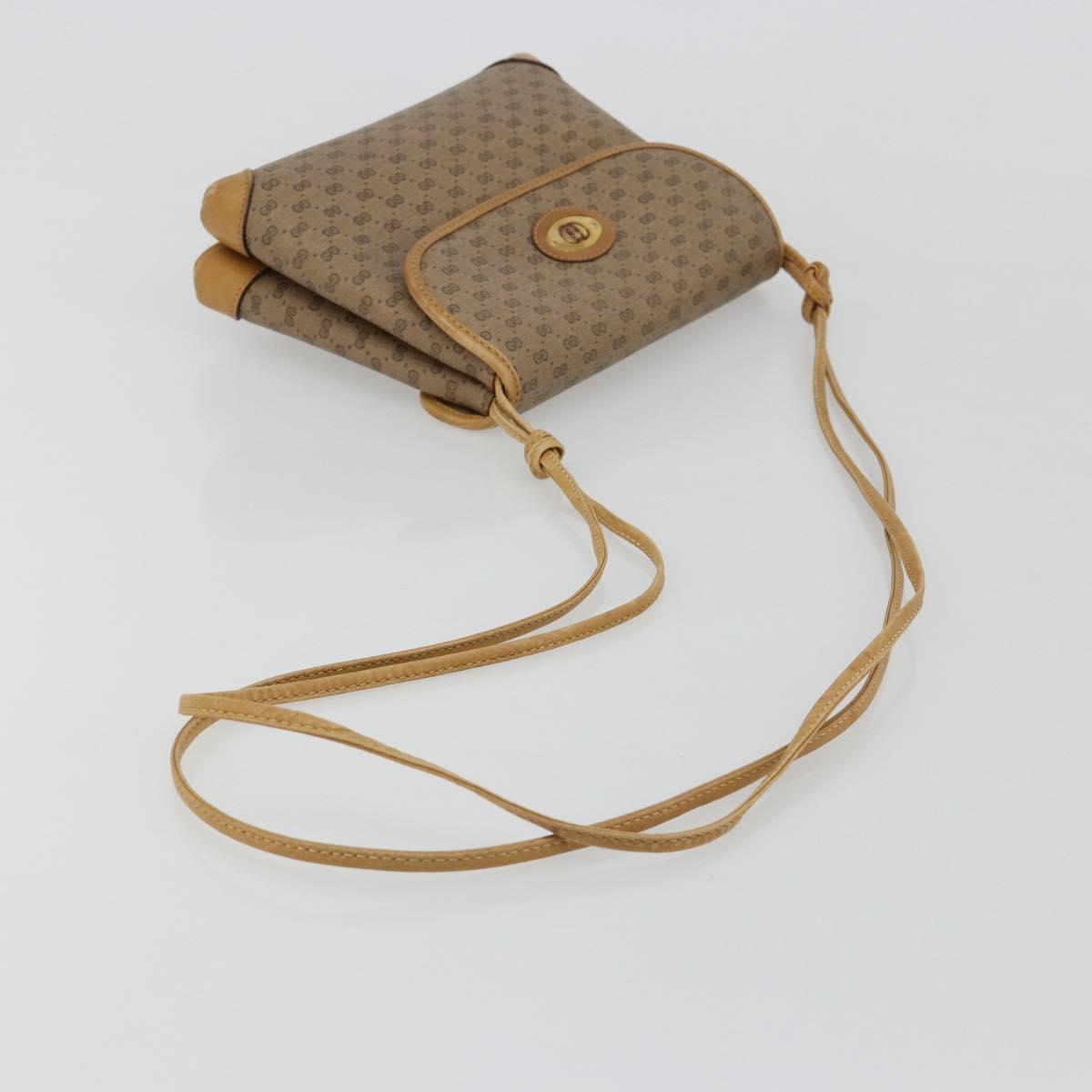 GUCCI Micro GG Supreme Shoulder Bag PVC Beige Gold Auth BA13169
