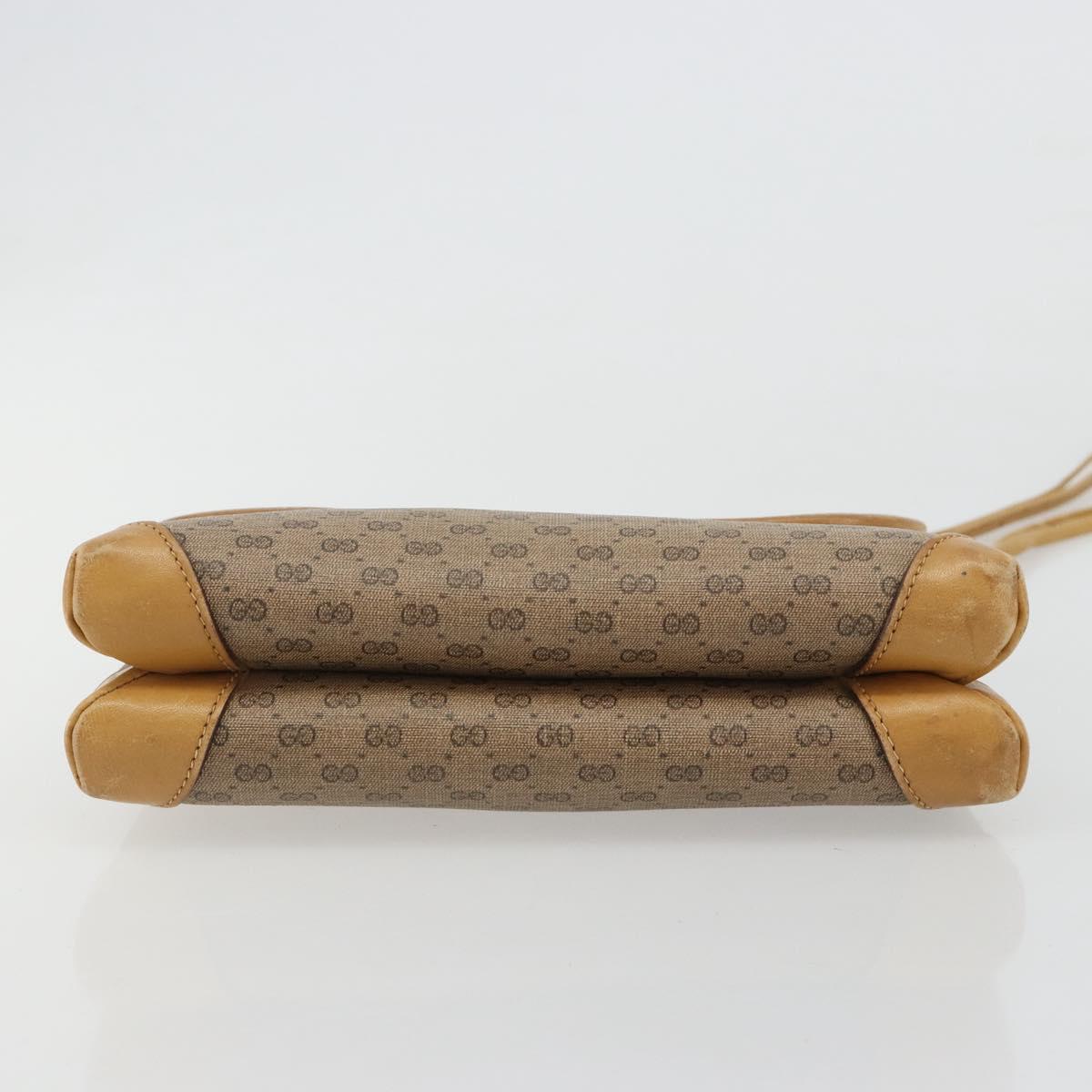 GUCCI Micro GG Supreme Shoulder Bag PVC Beige Gold Auth BA13169