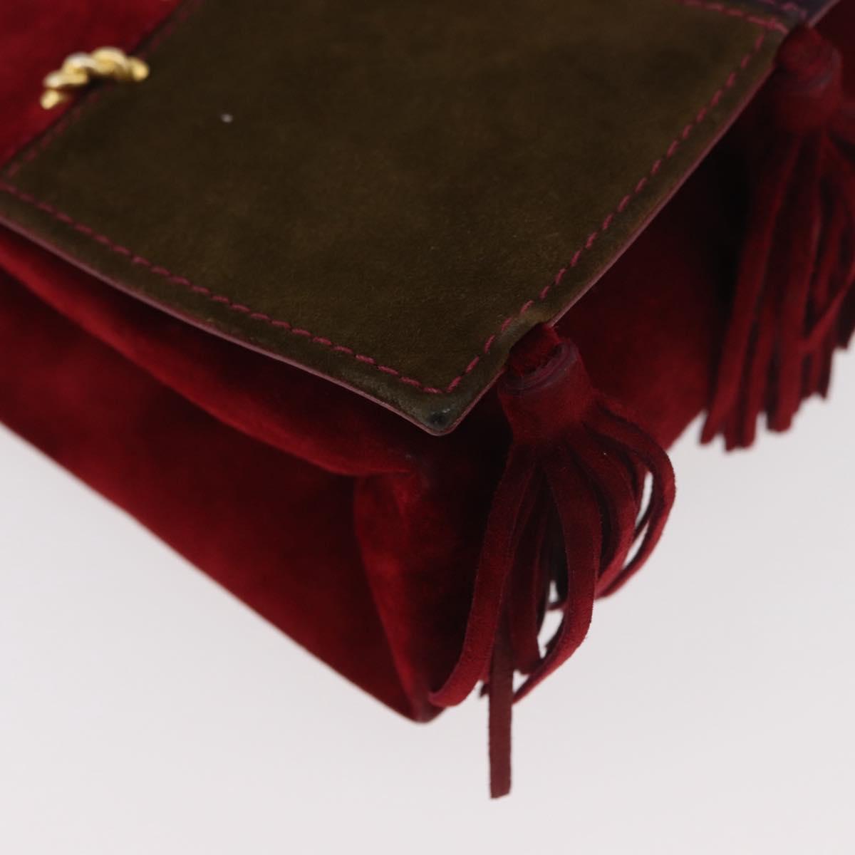Salvatore Ferragamo Shoulder Bag Suede Red Gold Auth BA13170A