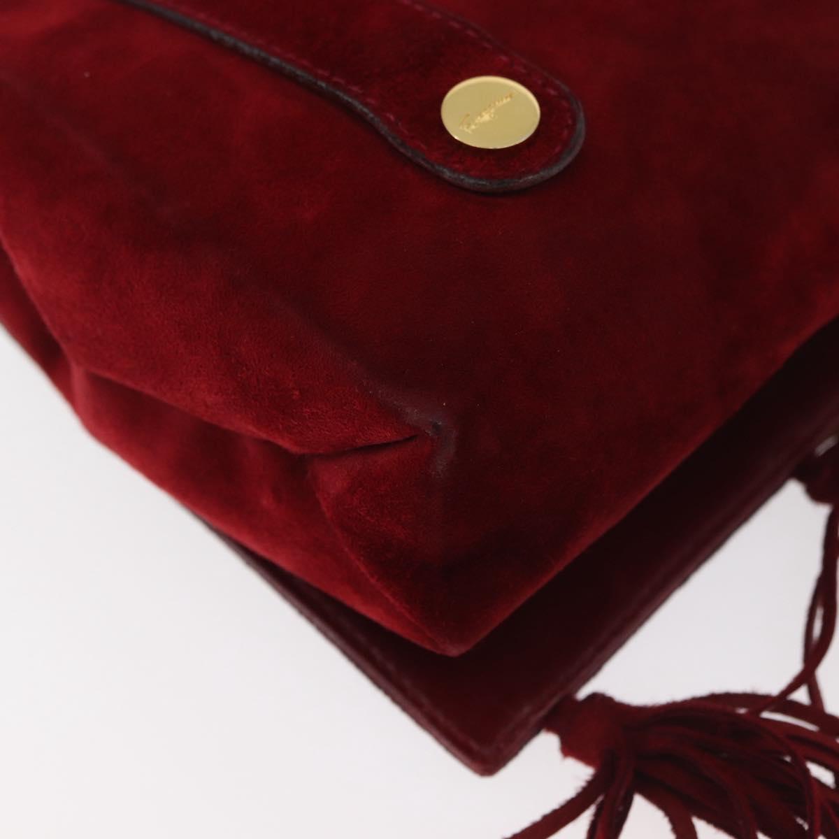 Salvatore Ferragamo Shoulder Bag Suede Red Gold Auth BA13170A