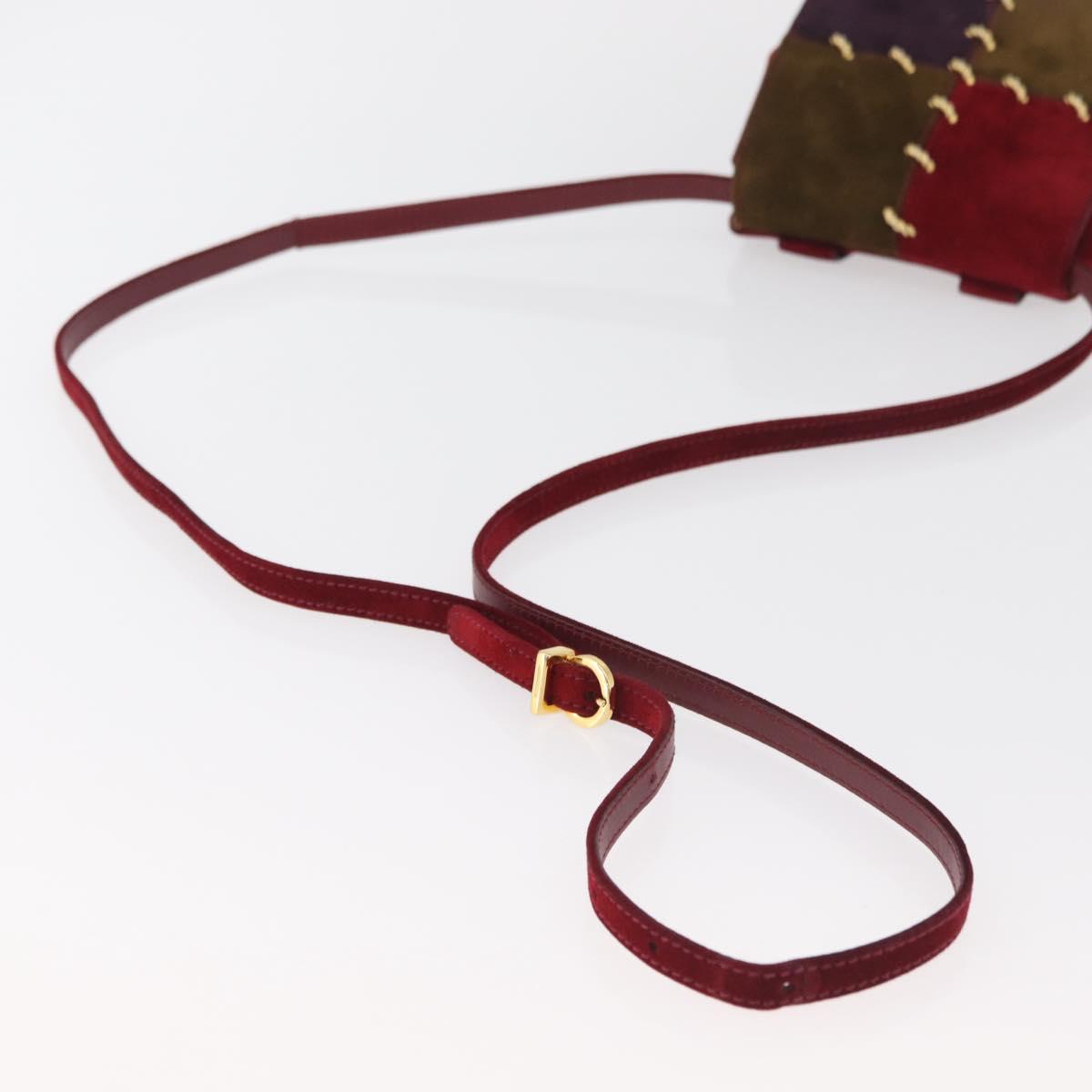 Salvatore Ferragamo Shoulder Bag Suede Red Gold Auth BA13170A