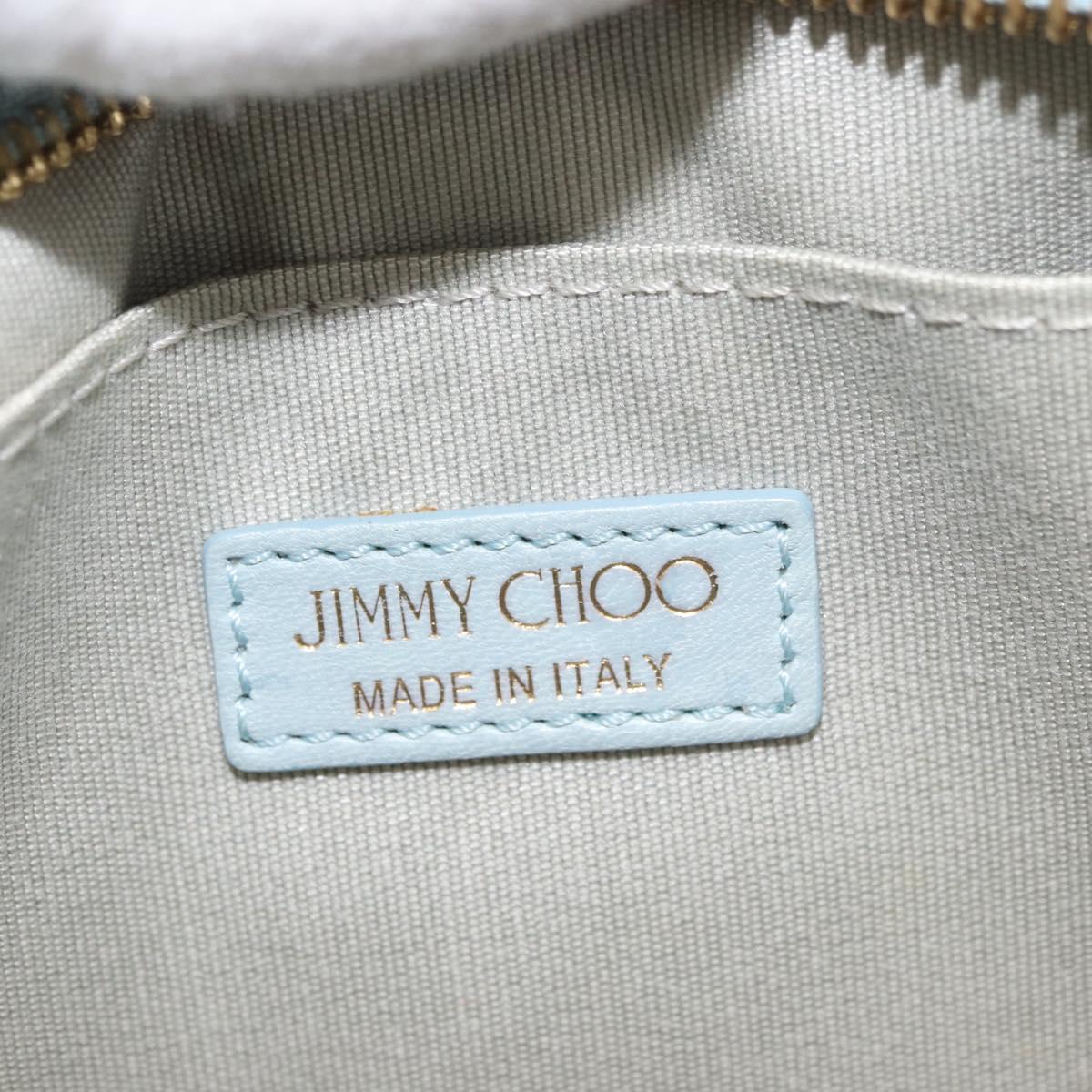 Jimmy Choo Clutch Bag Leather Light Blue Gold Auth BA13172
