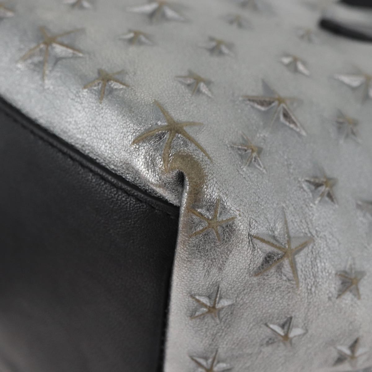 Jimmy Choo Hand Bag Leather Light Blue Silver Auth BA13173