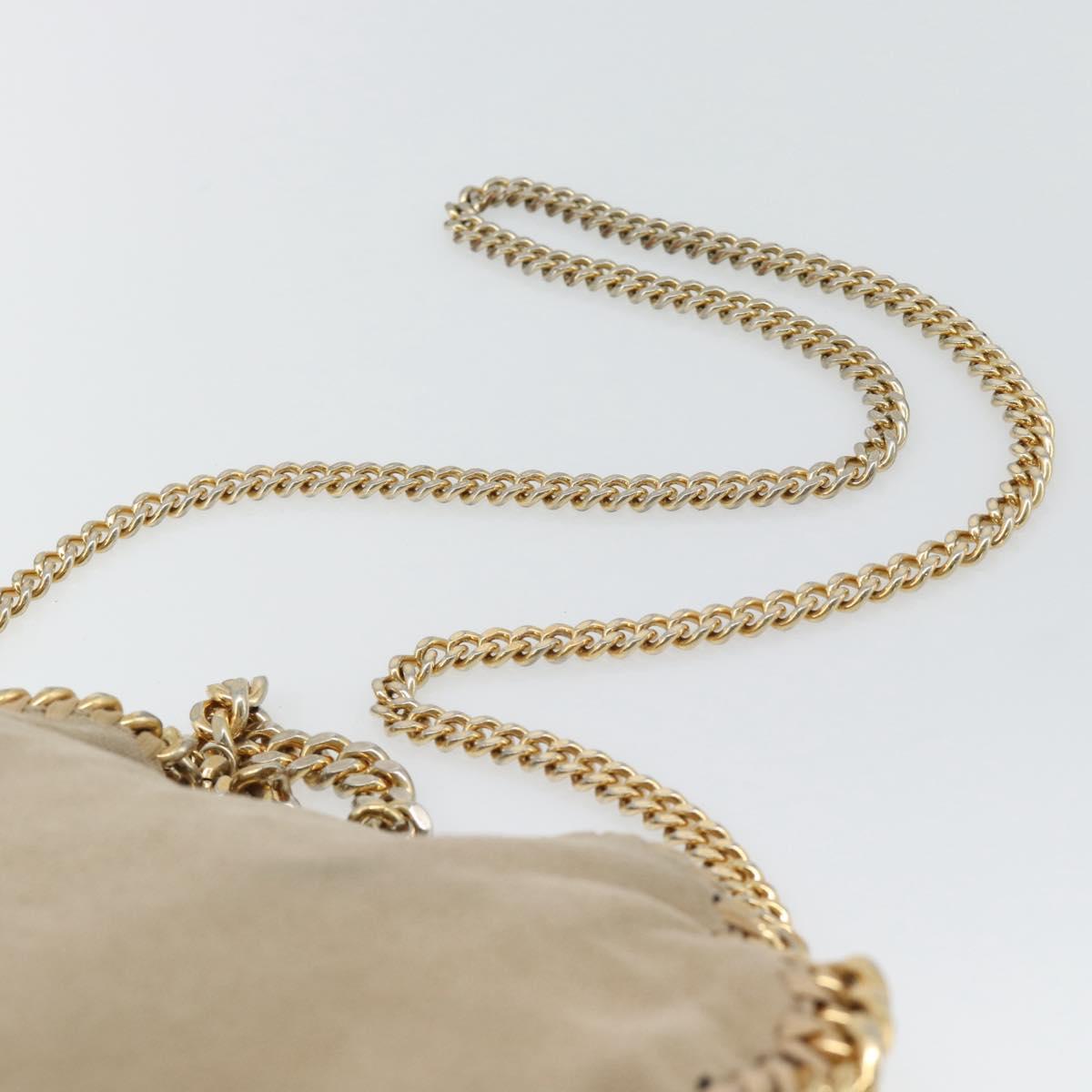 Stella MacCartney Chain Falabella Bag polyester 2way Beige Gold Auth BA13174A