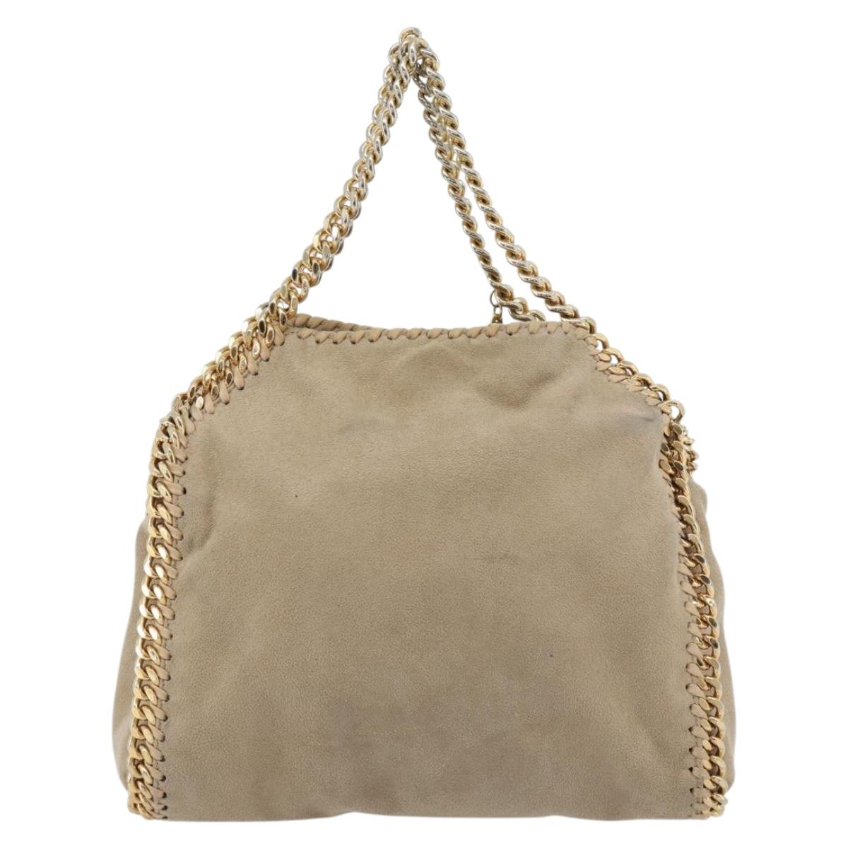Stella MacCartney Chain Falabella Bag polyester 2way Beige Gold Auth BA13174A