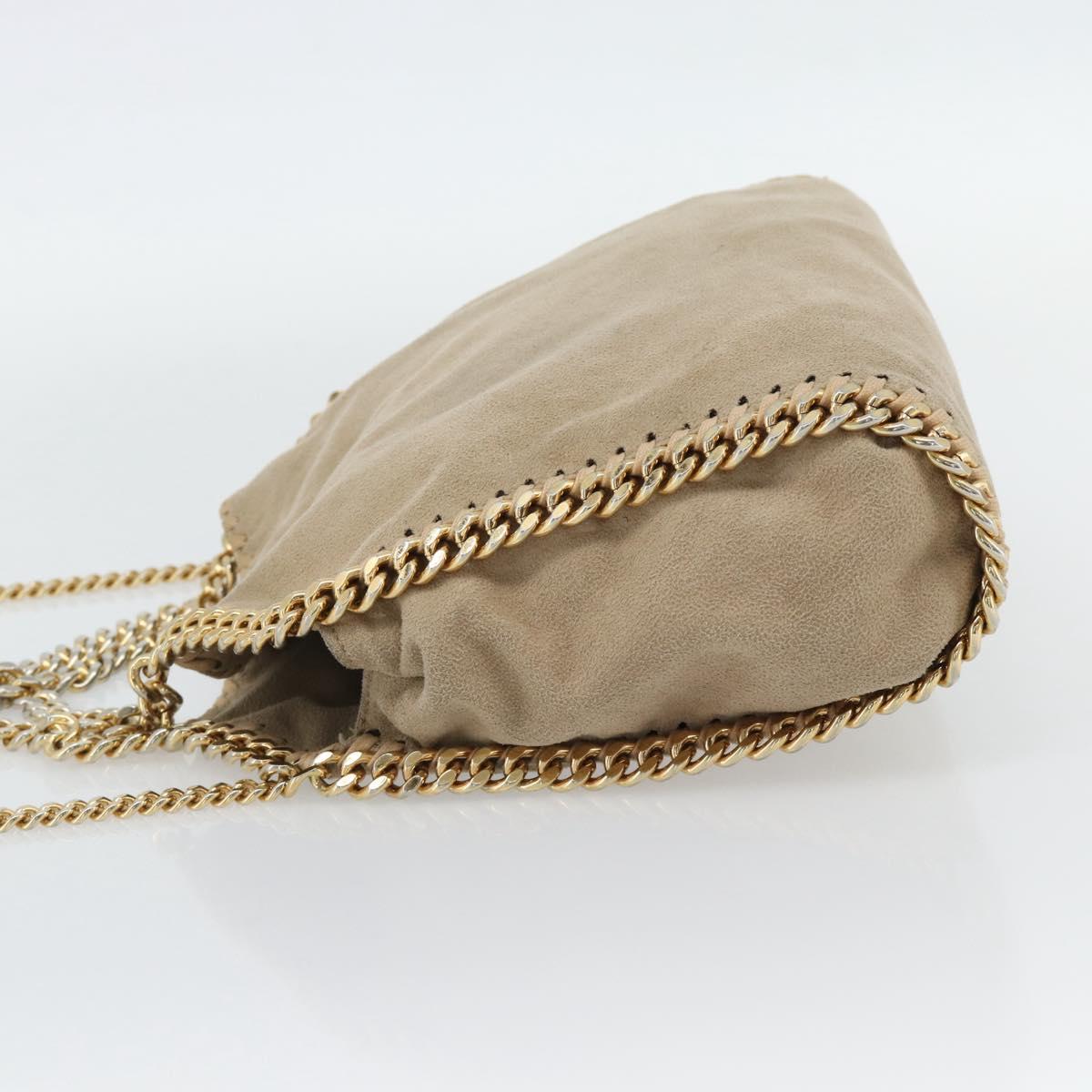 Stella MacCartney Chain Falabella Bag polyester 2way Beige Gold Auth BA13174A
