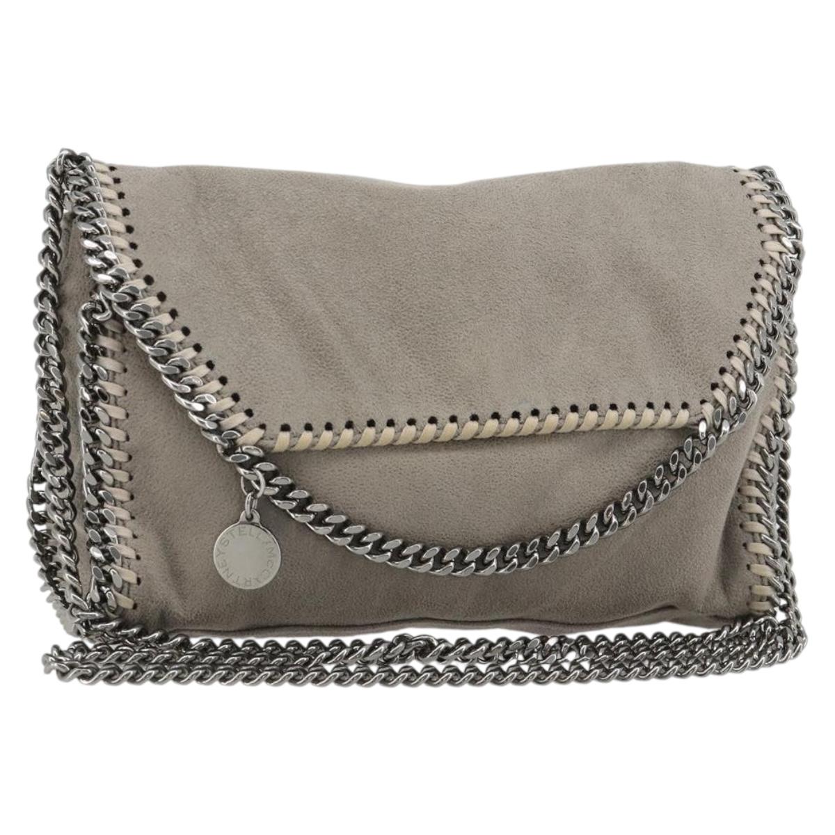 Stella MacCartney Chain Falabella Bag polyester Gray Silver Auth BA13184